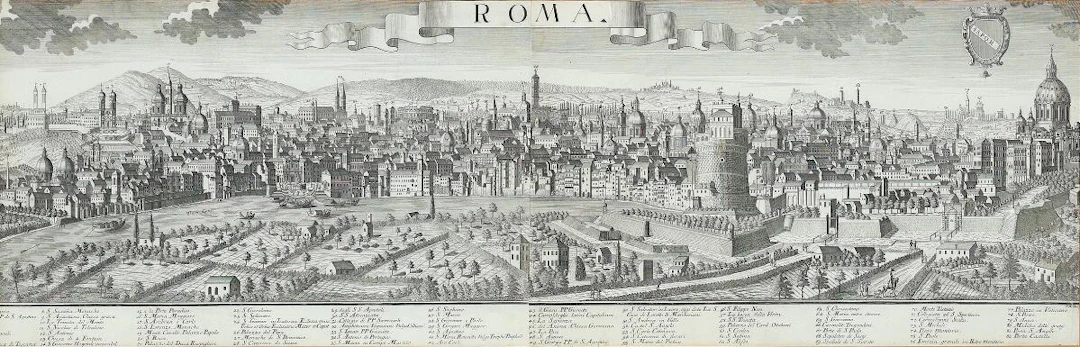Georg Balthasar Probst, after, 18th century: "Roma". Prospect of Rome.