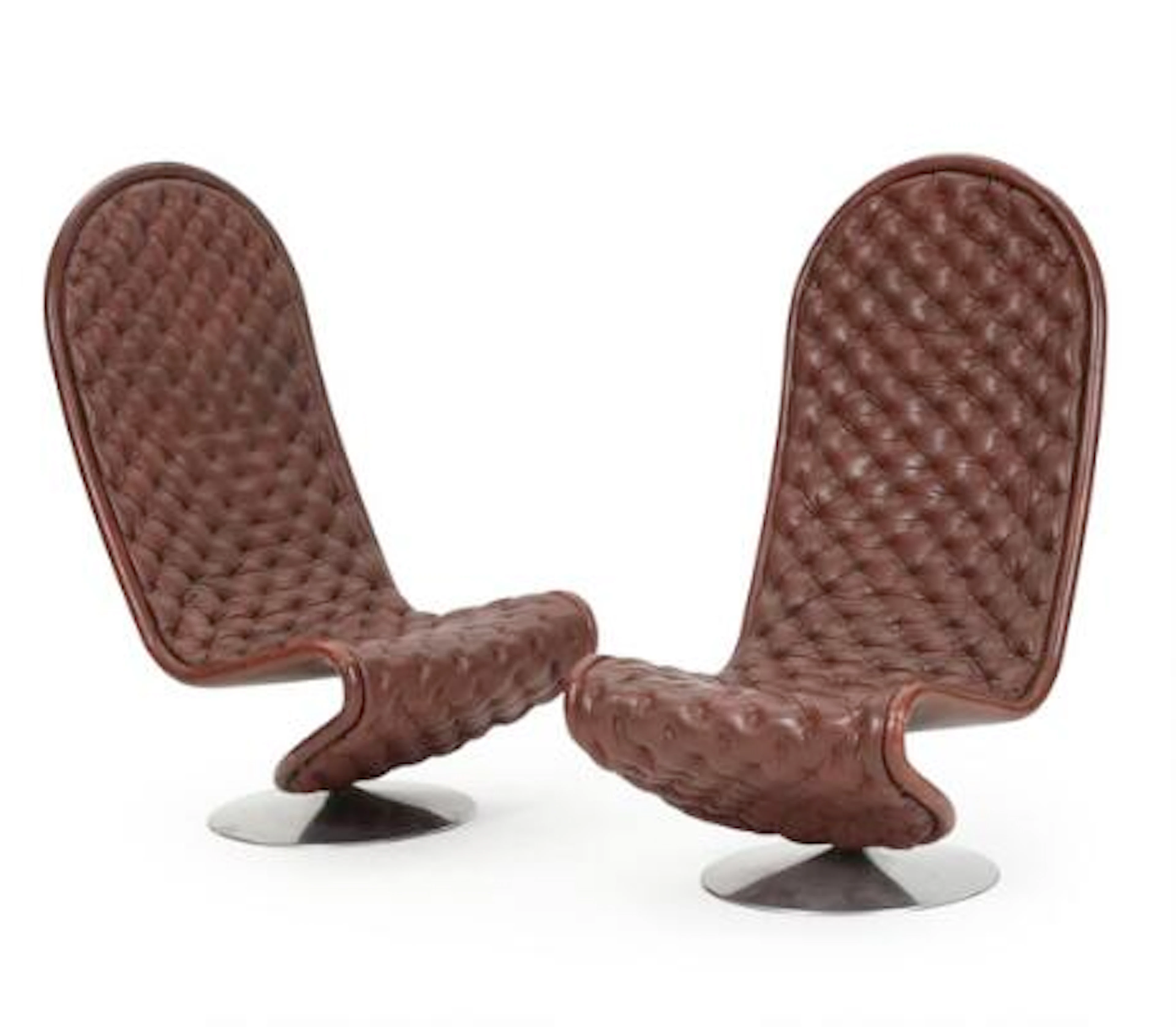 Verner Panton: "System 1-2-3". A pair of highback easy chairs with
