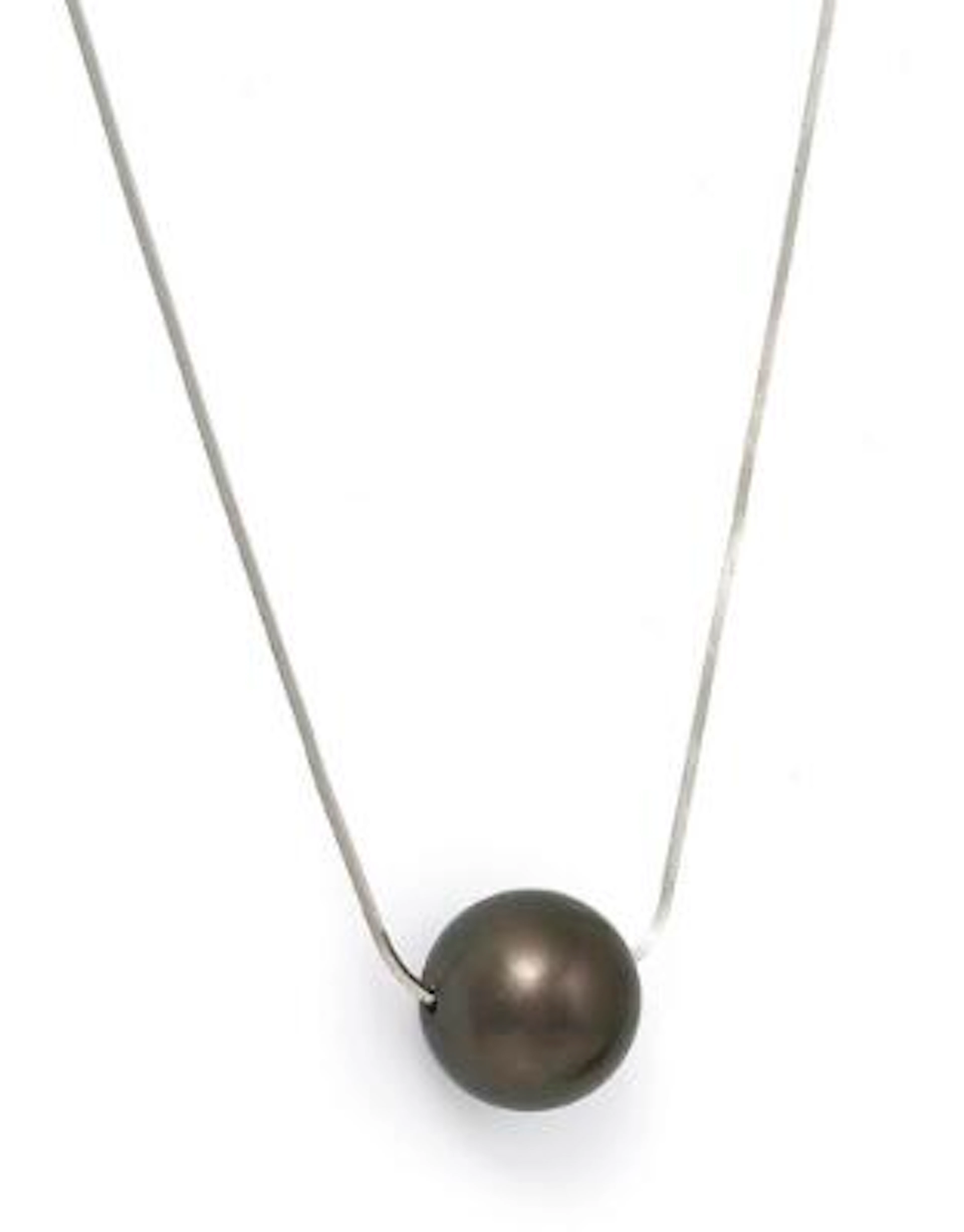 A tahiti pearl necklace set with a cultured tahiti pearl, mounted