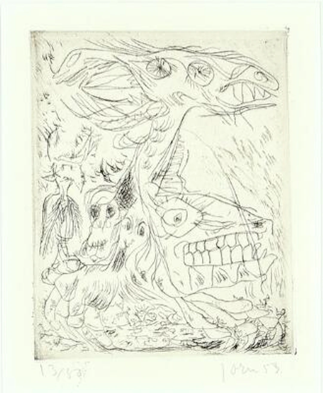 Asger Jorn: Composition from "Schweizer Suite". Signed Jorn 53, 13/50.