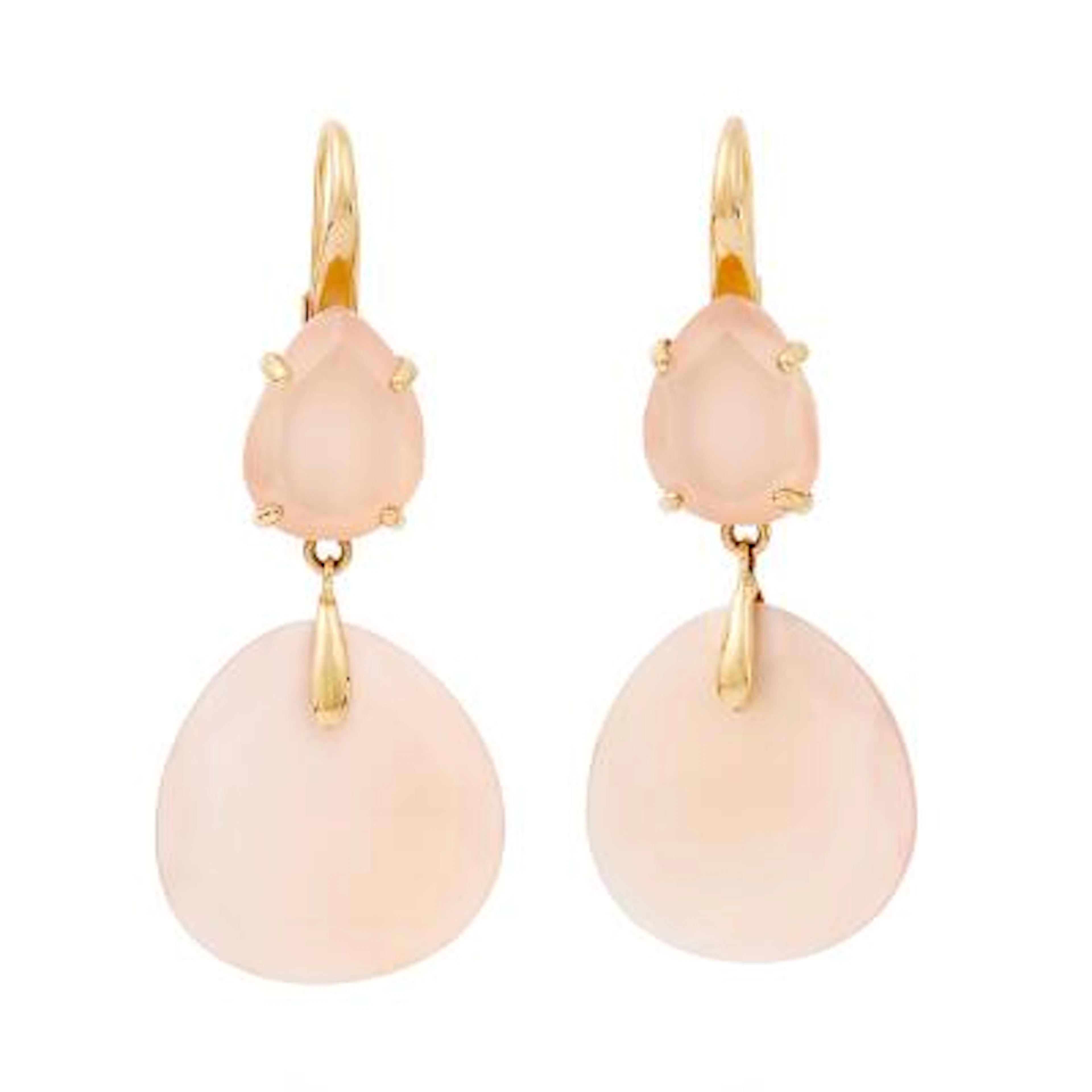 A pair of ear pendants set with chalcedonies mounted in 18k rose gold.