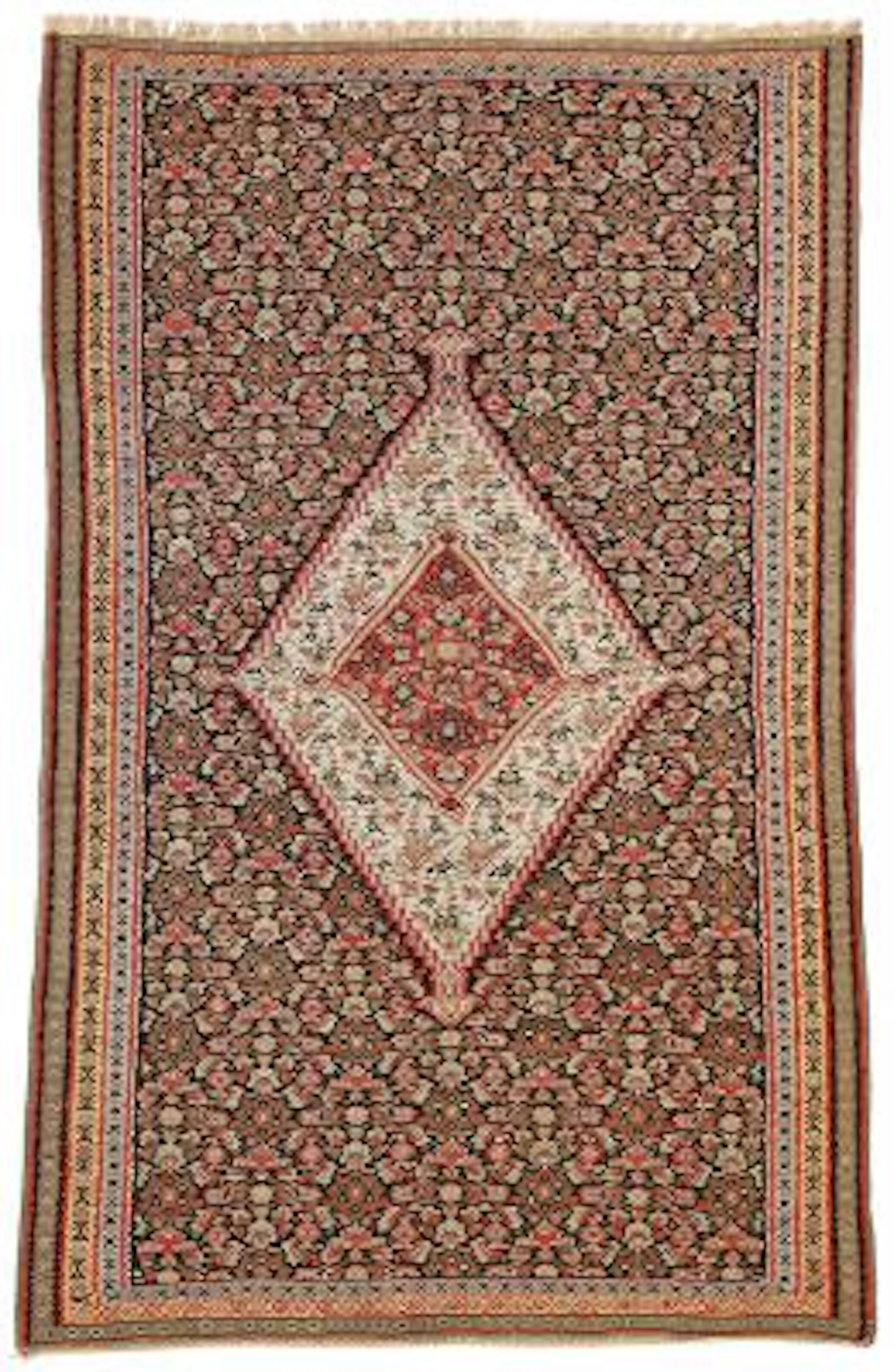 a Senneh kilim, Persia. Medallion design. Gobelin weave. Ca. 1940-1950.