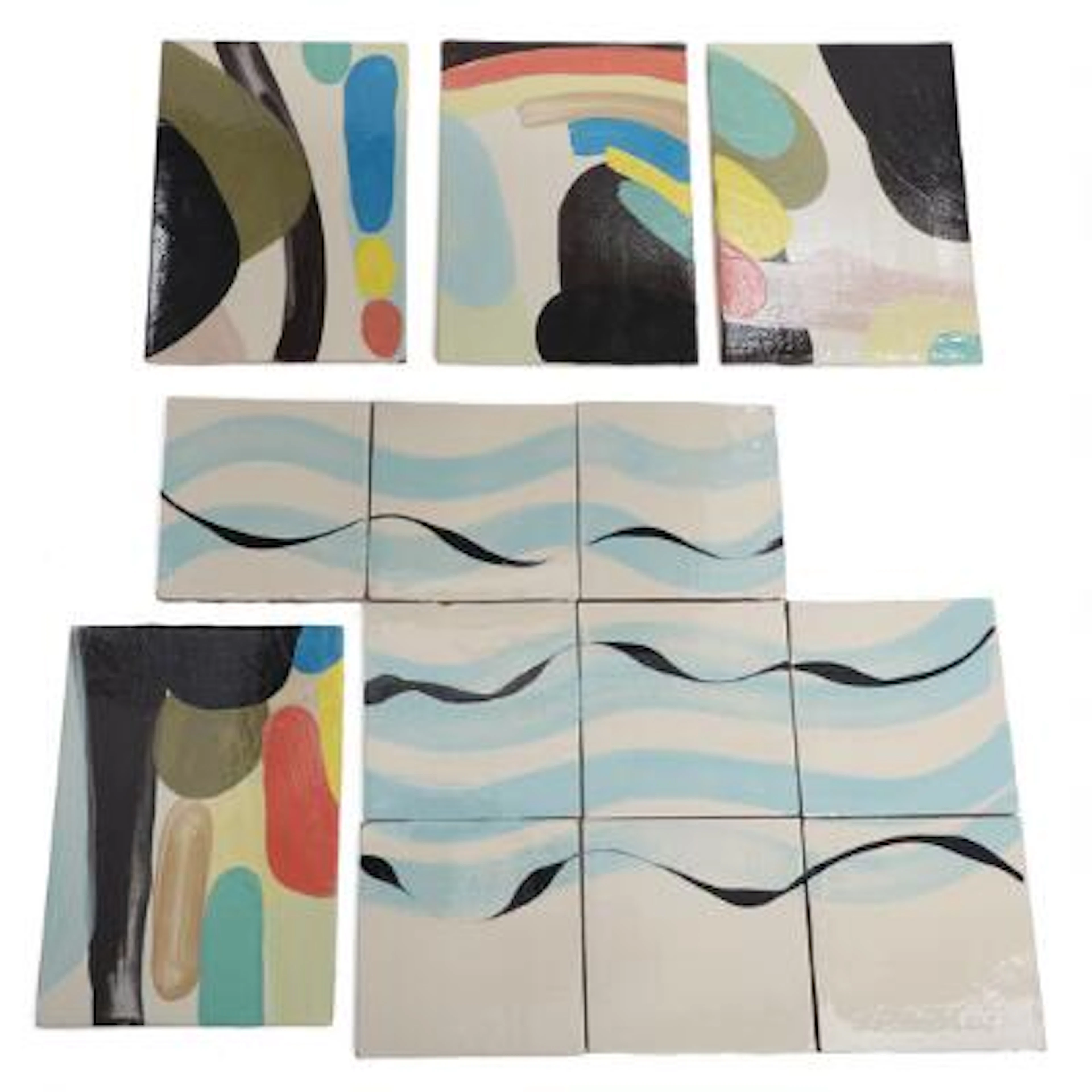 Unknown design: A selection of ceramic tiles decorated with polychrome