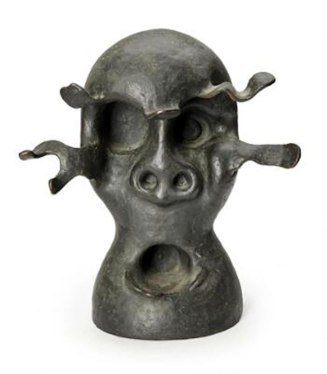 Poul Agger: Organic portrait. Signed Agger. Black patinated bronze.