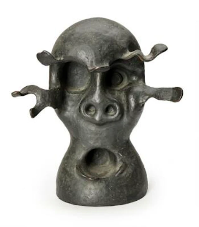 Poul Agger: Organic portrait. Signed Agger. Black patinated bronze.