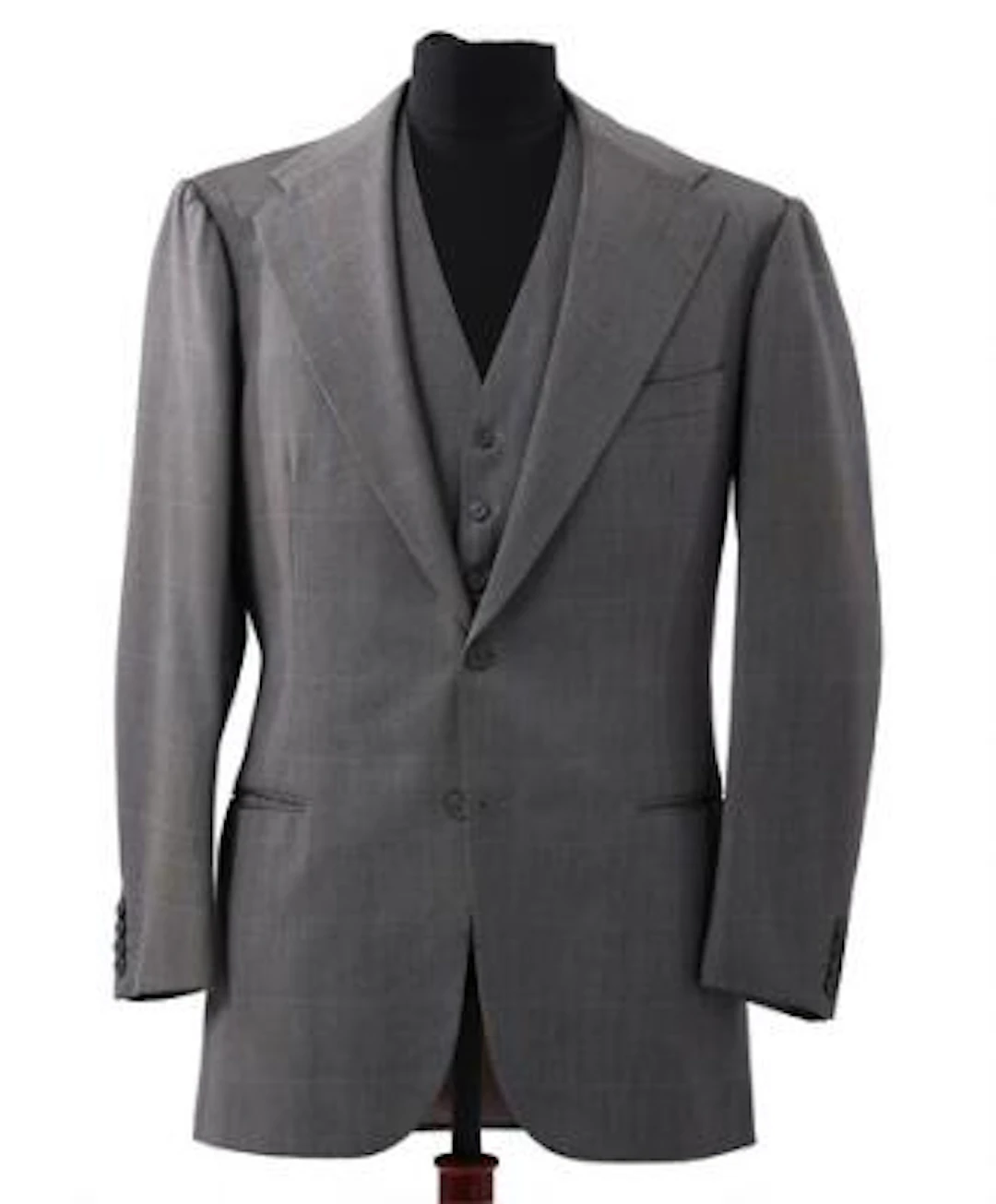 Alfred Alm: A grey jacket with matching waistcoat with a light blue