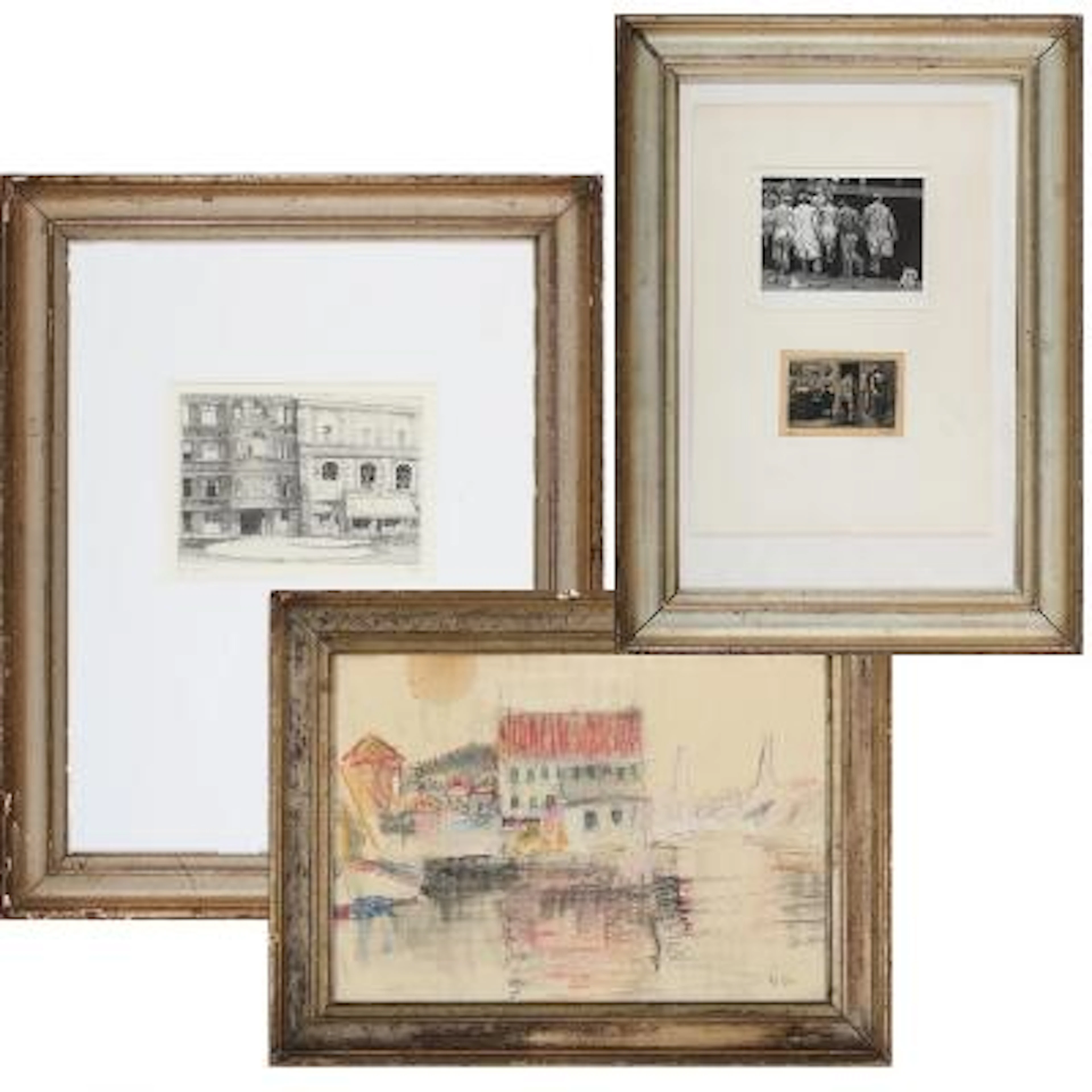 Three frames of gilded profiled wood. c. 1900. External measurements