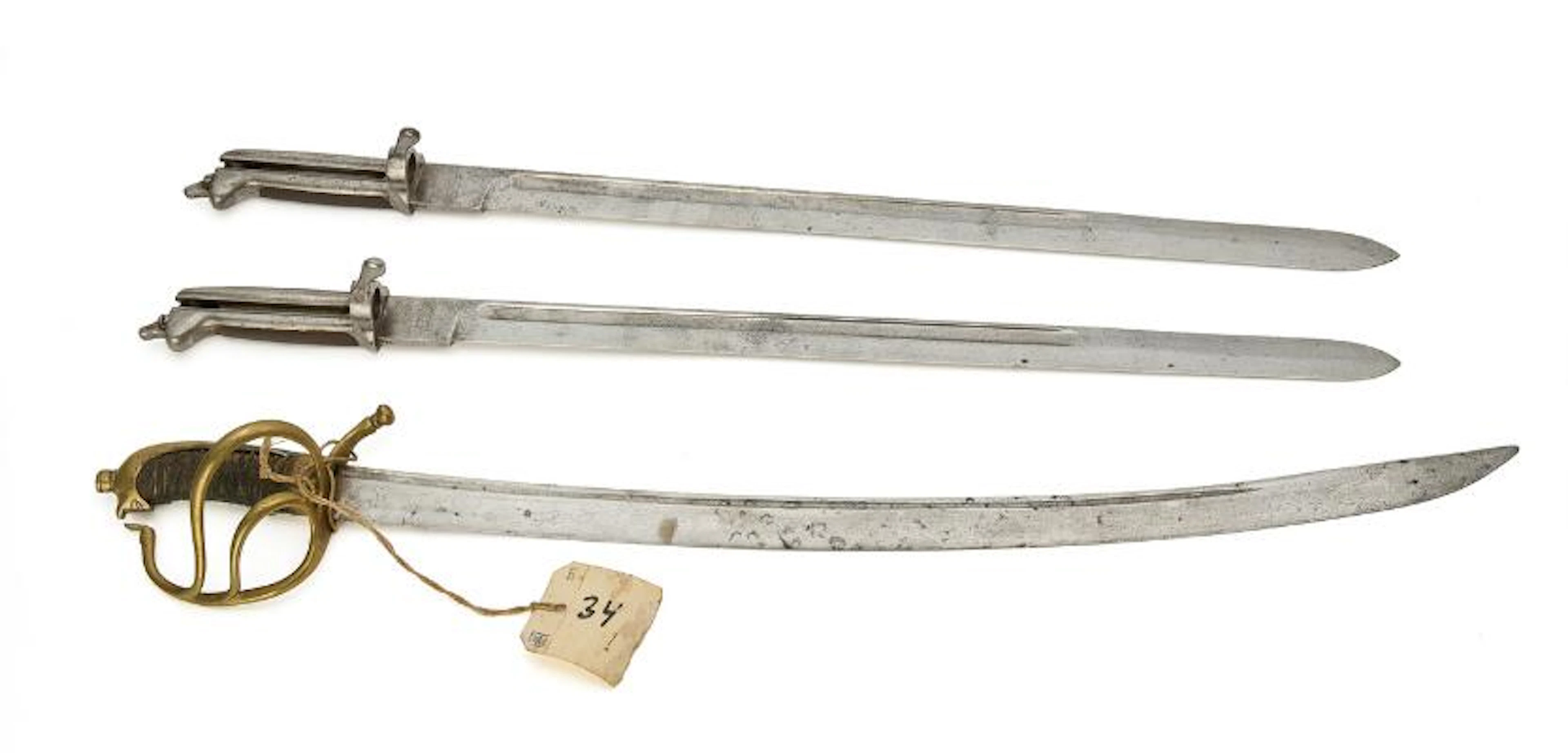 Two Danish naval bayonets (Model 1893) and a so-called Stralsund saber.