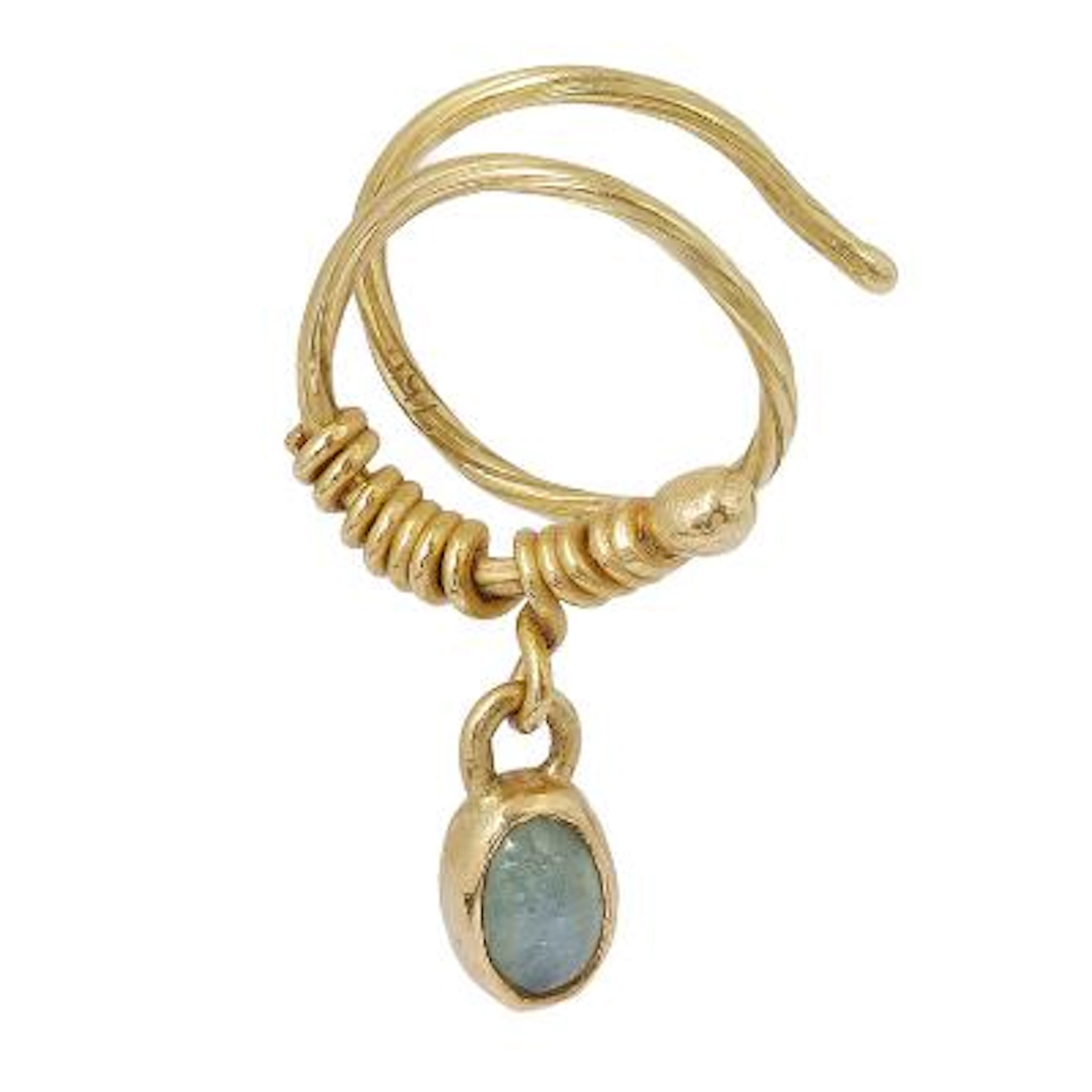 Irene Griegst: An earring set with a cabochon moonstone, mounted in