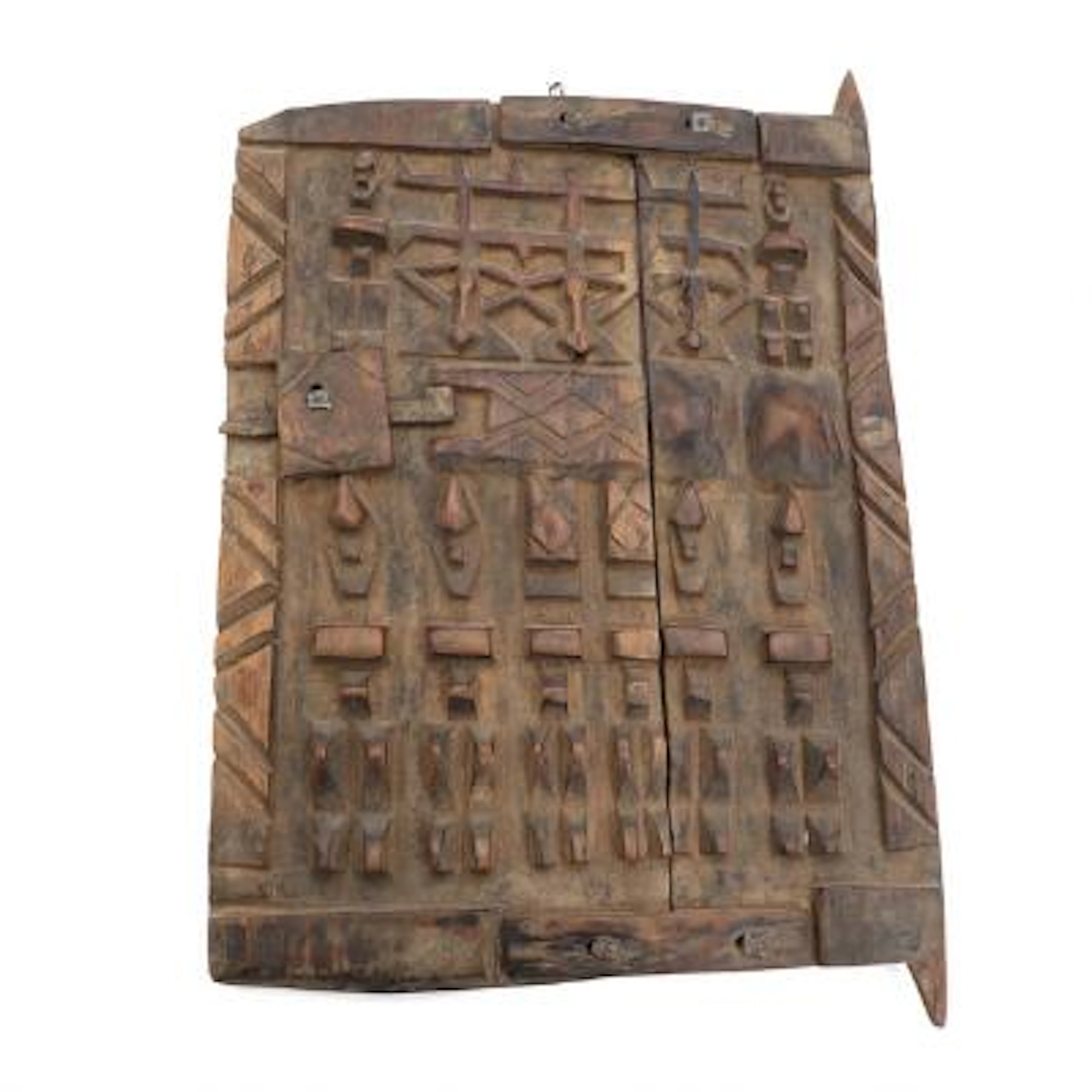 Dogon door for store-room of carved wood. Mali. C. 1900. H. 43. W.