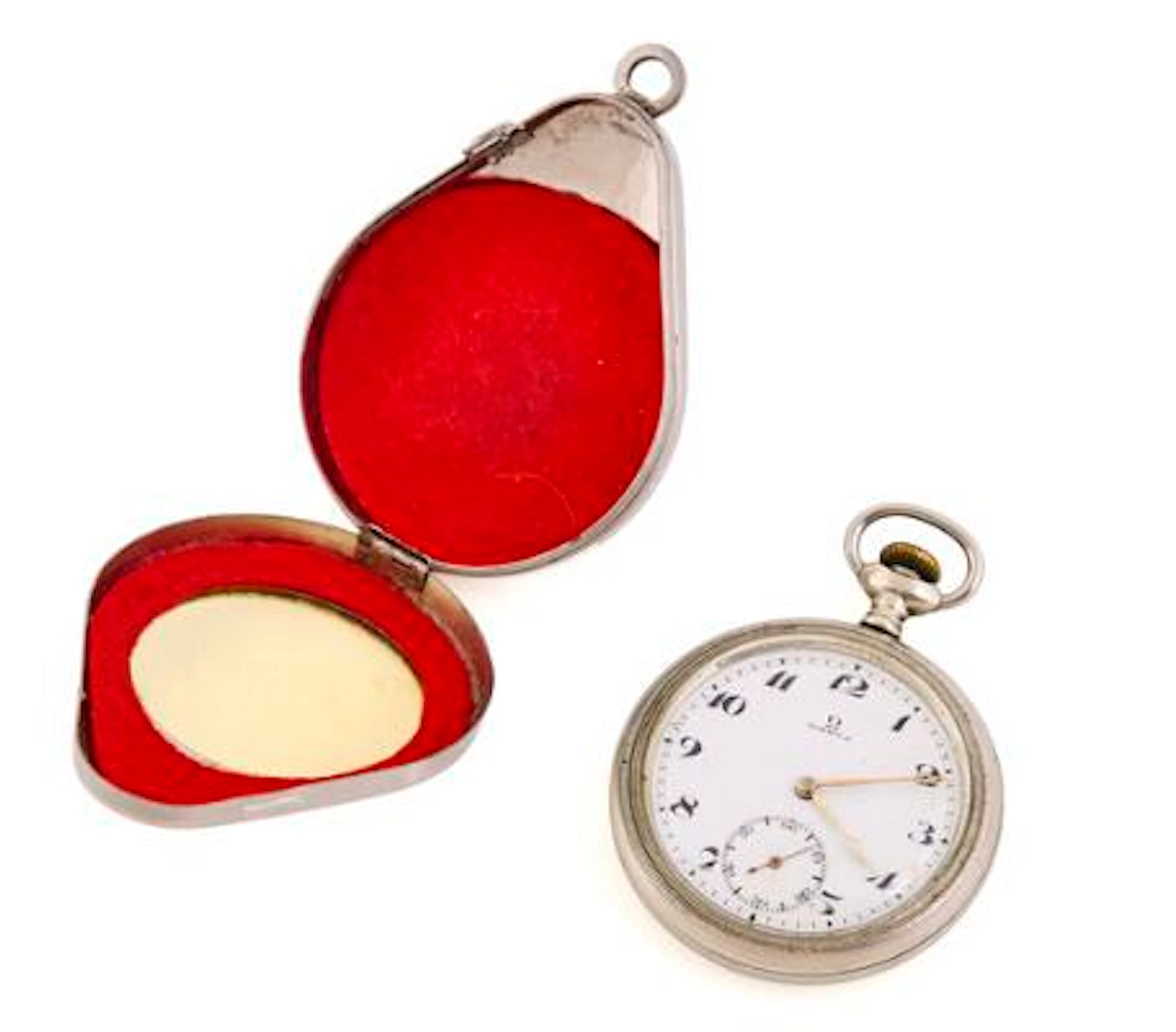 Omega: Pocket watch of steel. Model Locomotive Train Conductor. Mechanical