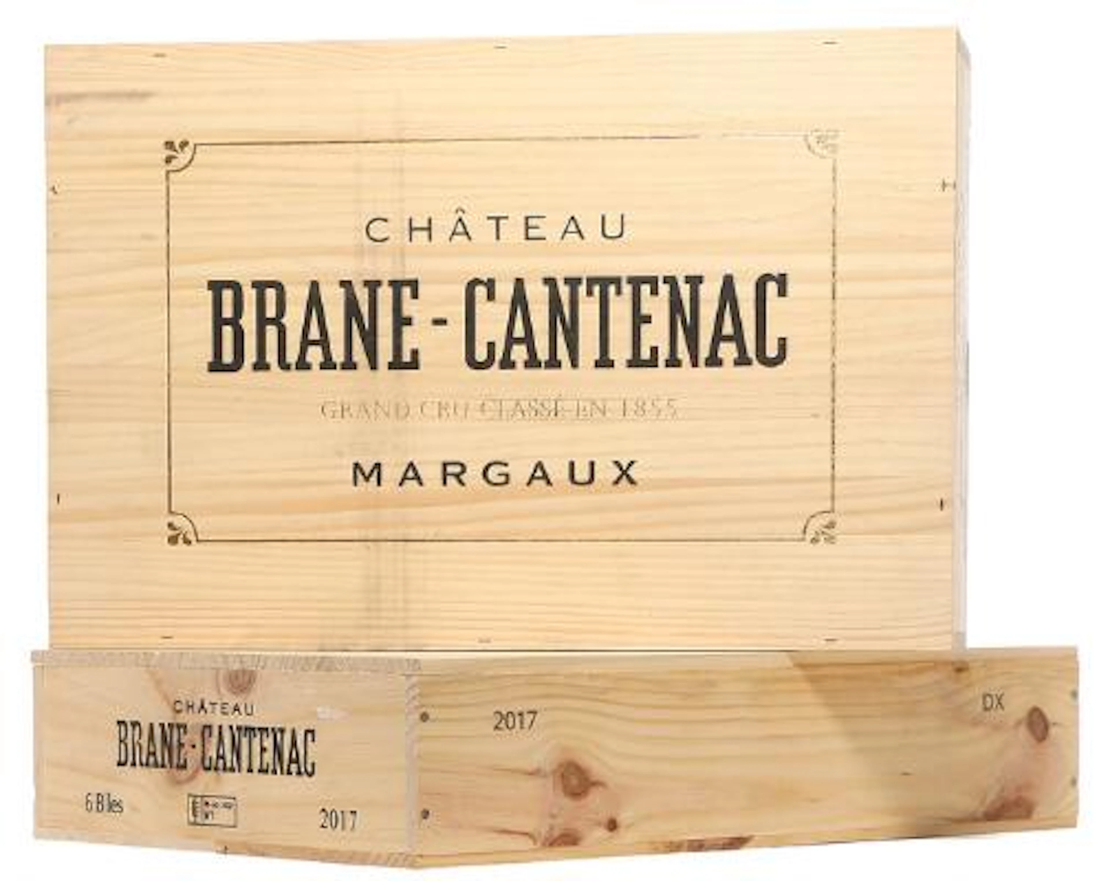 12 bts. Château Brane Cantenac, Margaux. 2. Cru Classé 2017 A (hf/in).