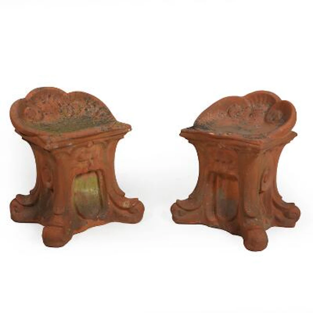 Two terracotta garden sats. Based on a model from Villa Garzoni, Tuscany.