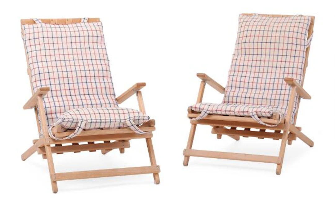 Børge Mogensen: A pair of beech chairs. Cushions upholstered with