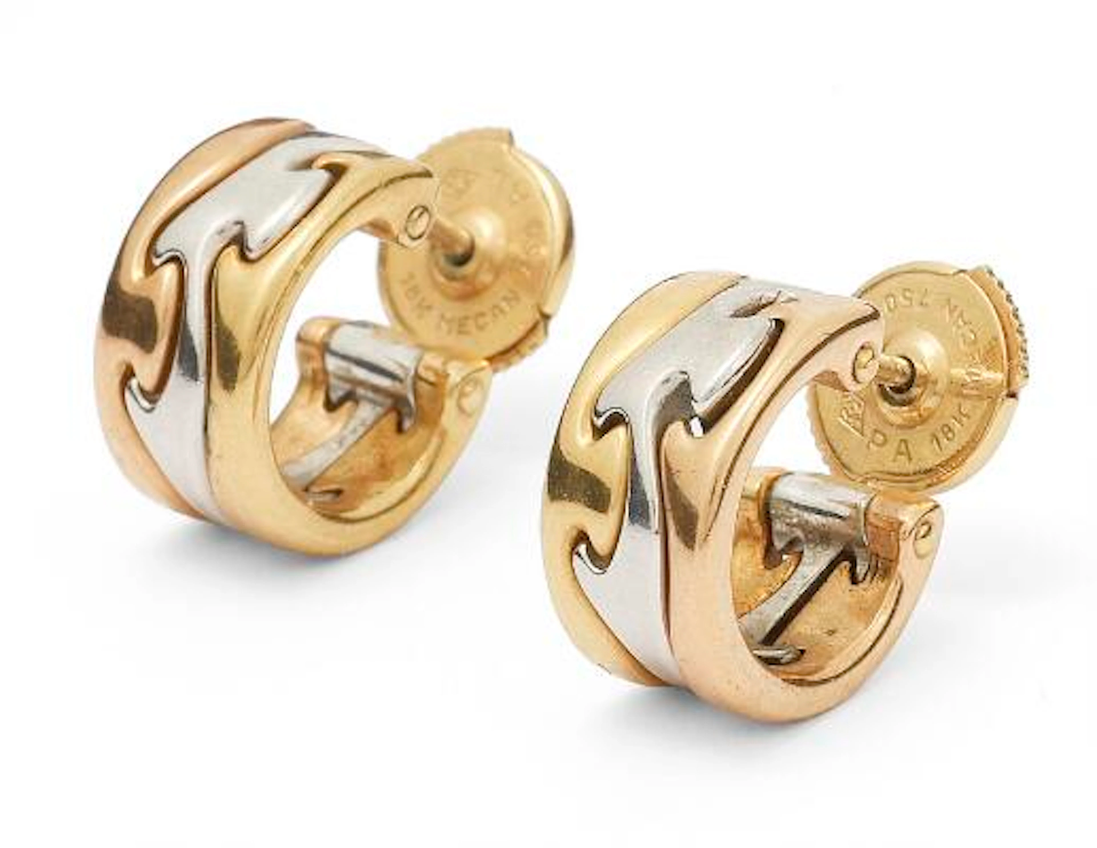Georg Jensen: A pair of "Fusions" ear studs of 18k gold, white and