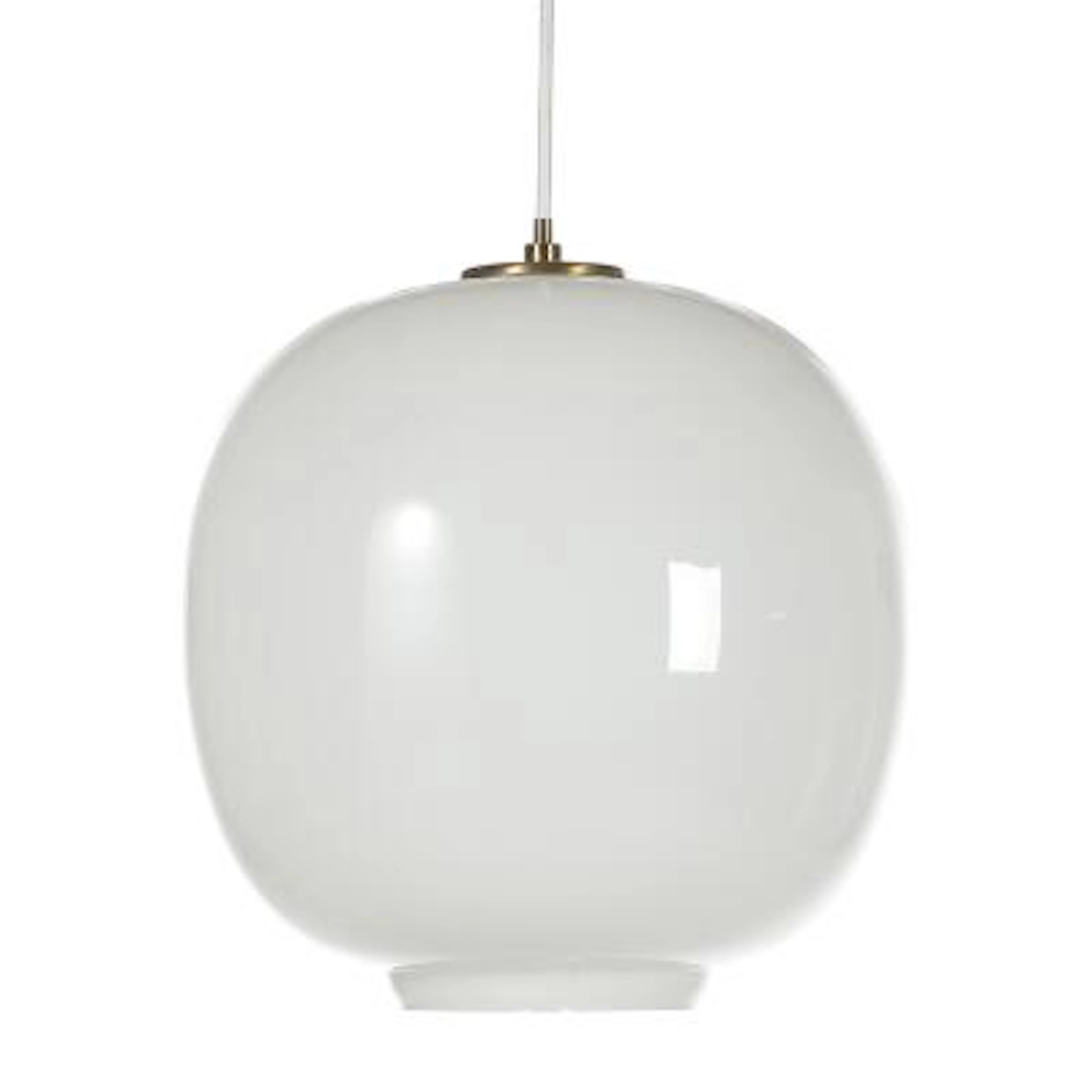 Vilhelm Lauritzen: "Radiohus pendant". Opal glass pendant with brass