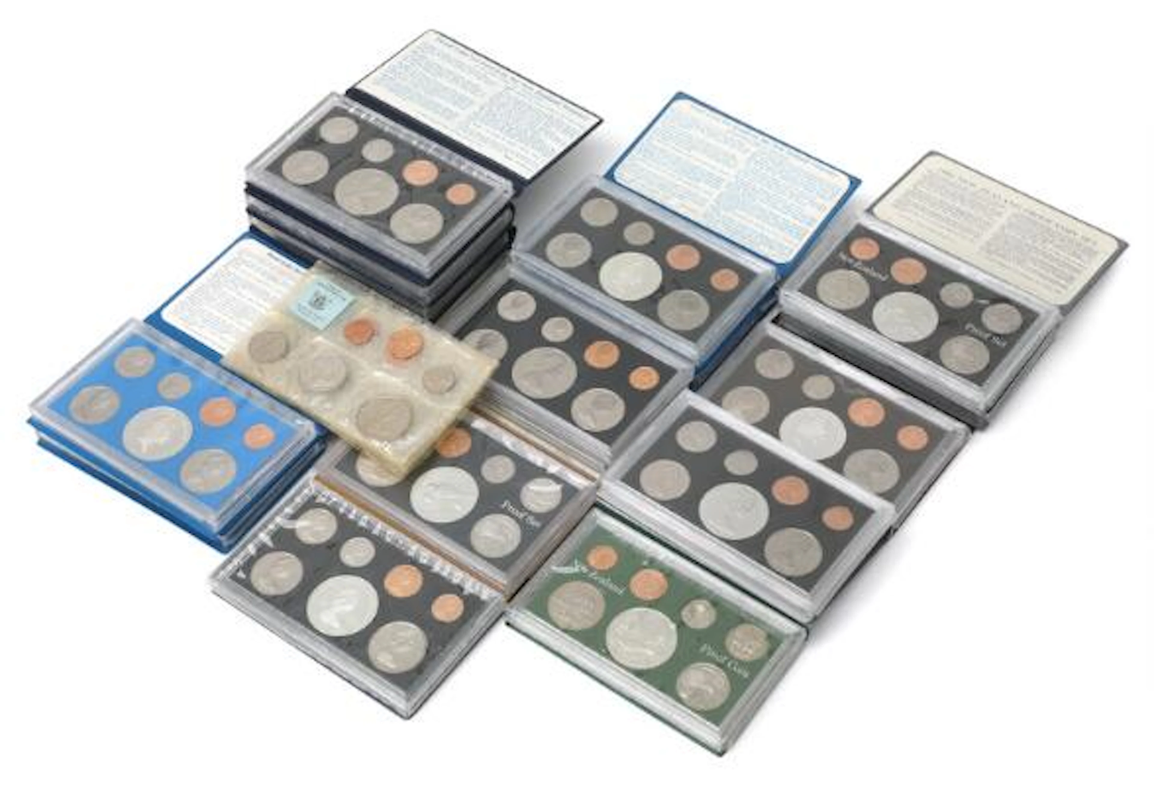 New Zealand, Complete proof coin set 1971–1985, plus extra sets from