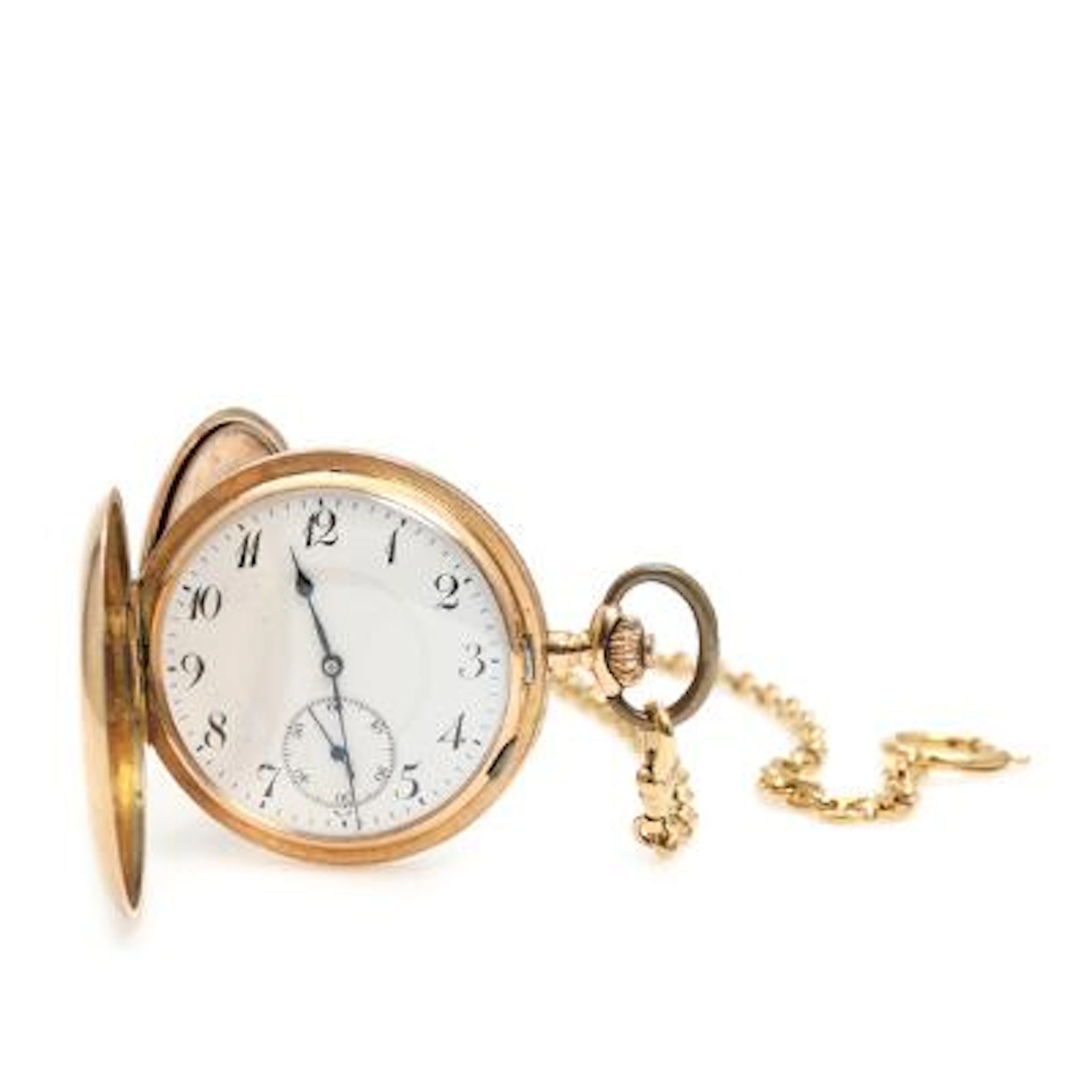 Système Glashütte: Hunter case pocket watch of 14k gold. Lever escapement