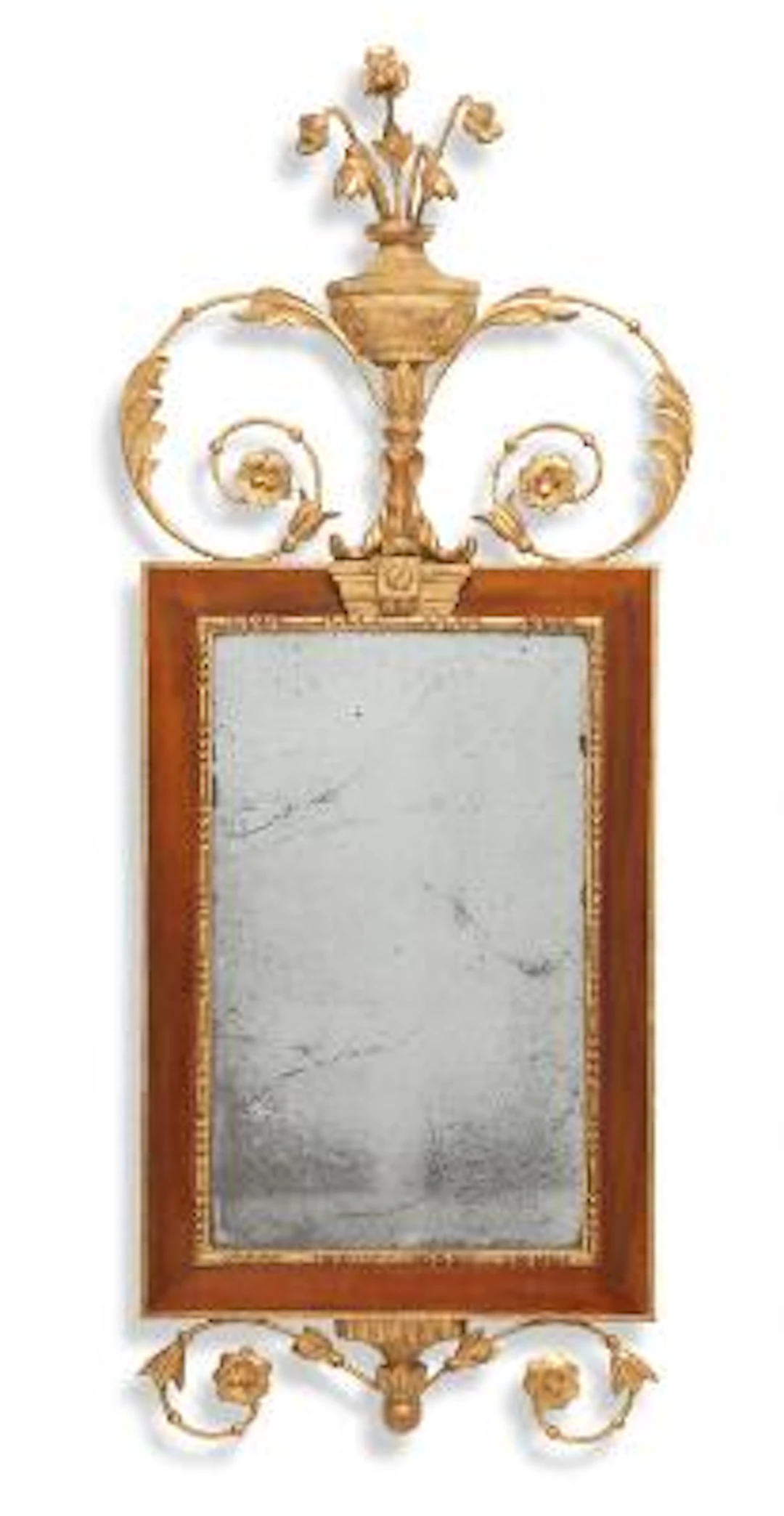 An Altona Louis XVI walnut and giltwood mirror. Late 18th century.