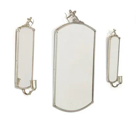 Svenskt Tenn: Set of three wall mirrors with tin frames. Two with