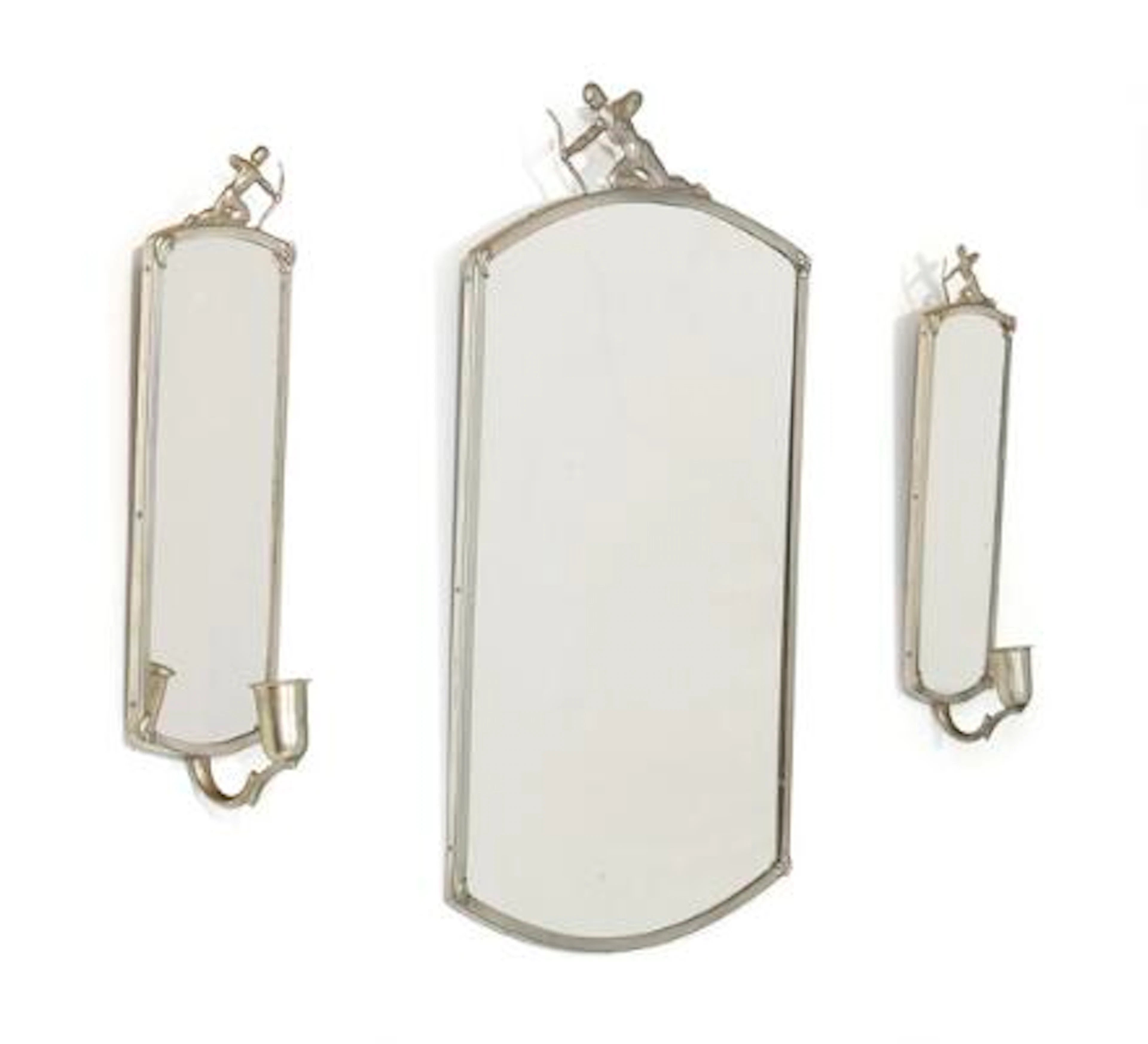 Svenskt Tenn: Set of three wall mirrors with tin frames. Two with