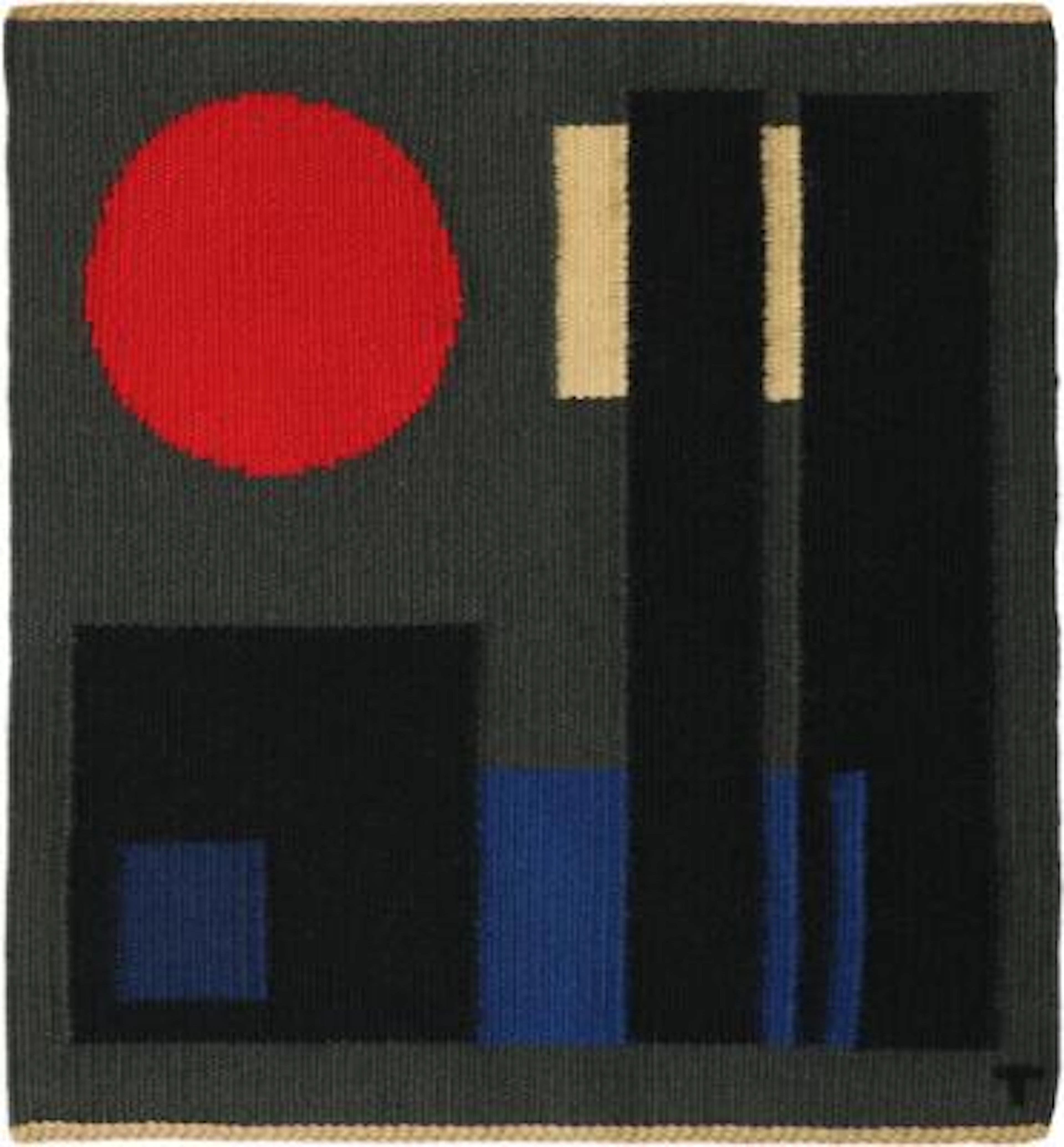 Jette Thyssen: Small wool tapestry. Geometric pattern in shades of