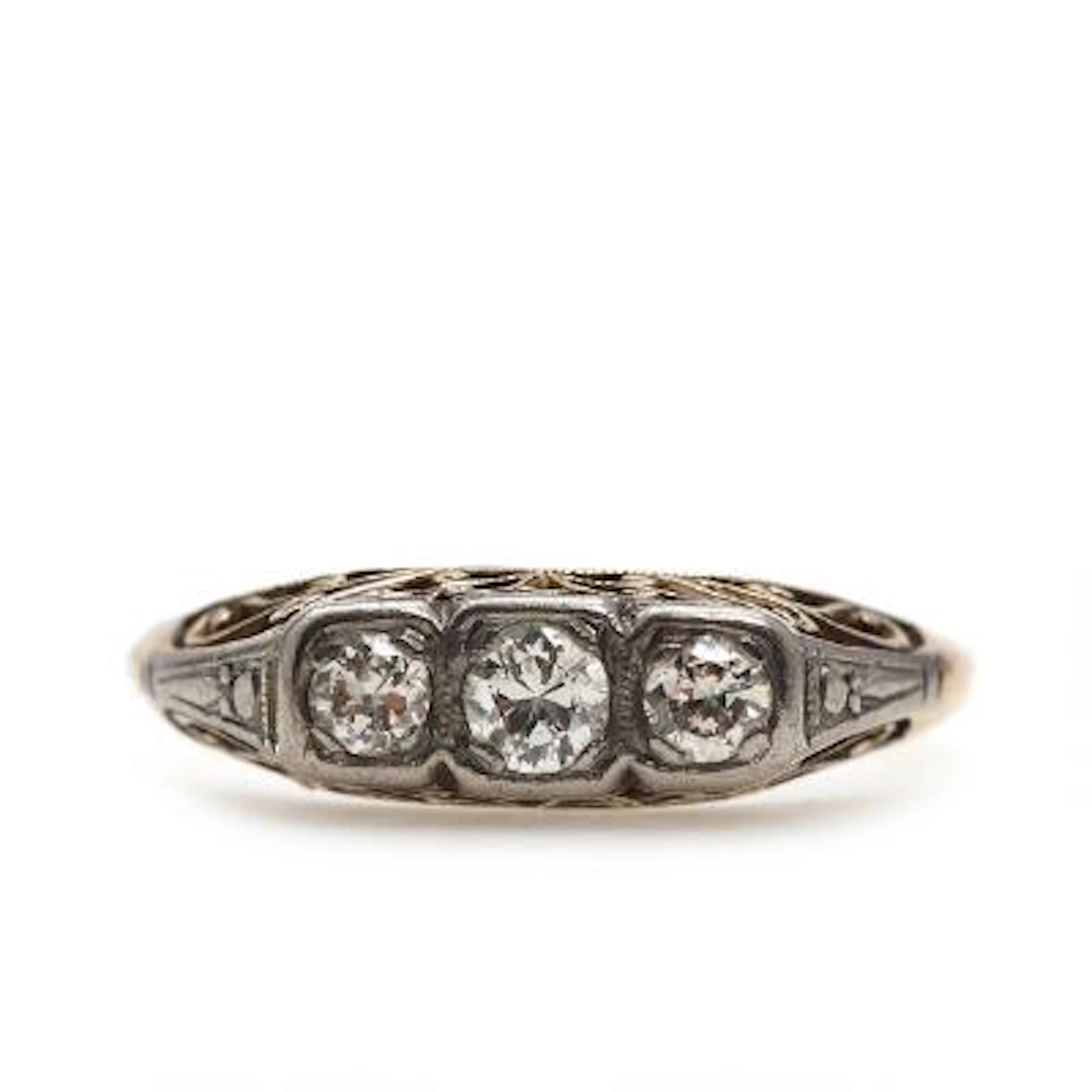 A diamond ring set with diamonds, mounted in 18k gold. Size app. 56.