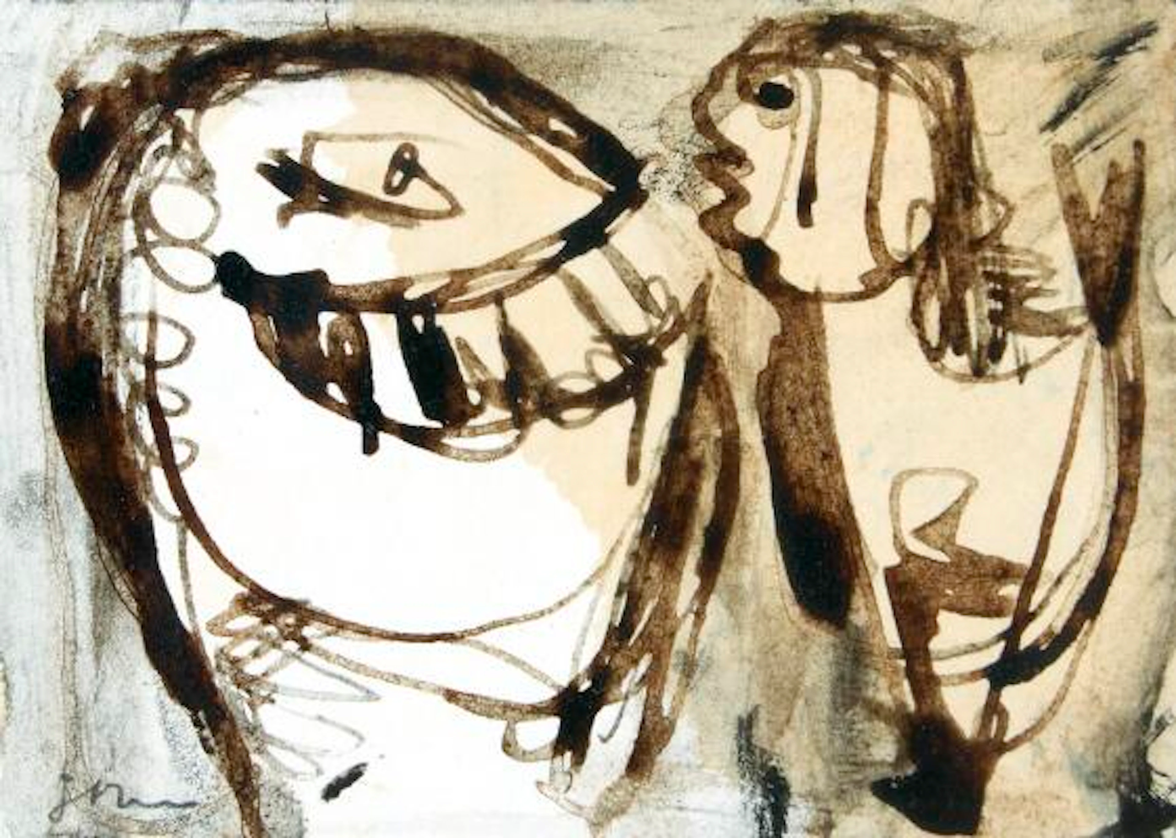 Asger Jorn: Untitled, 1953. Signed Jorn. Watercolour and Indian ink