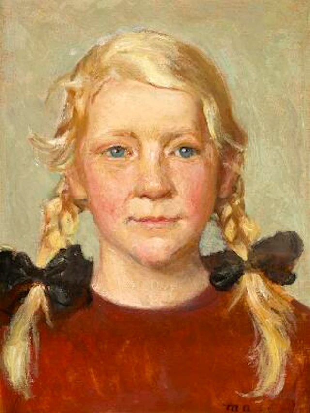 Michael Ancher: Portrait of a little girl from Skagen. Signed M. A.