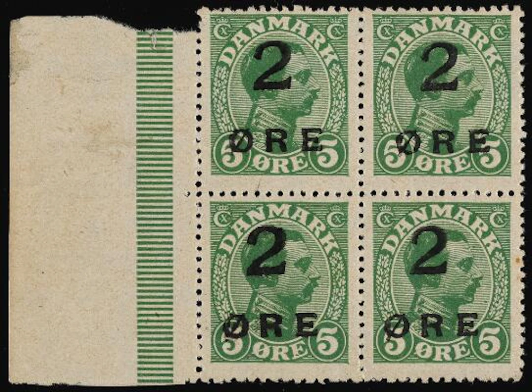 1919. Prov. 2/5 øre, green. BLOCK OF FOUR IN MNH CONDITION. Part of