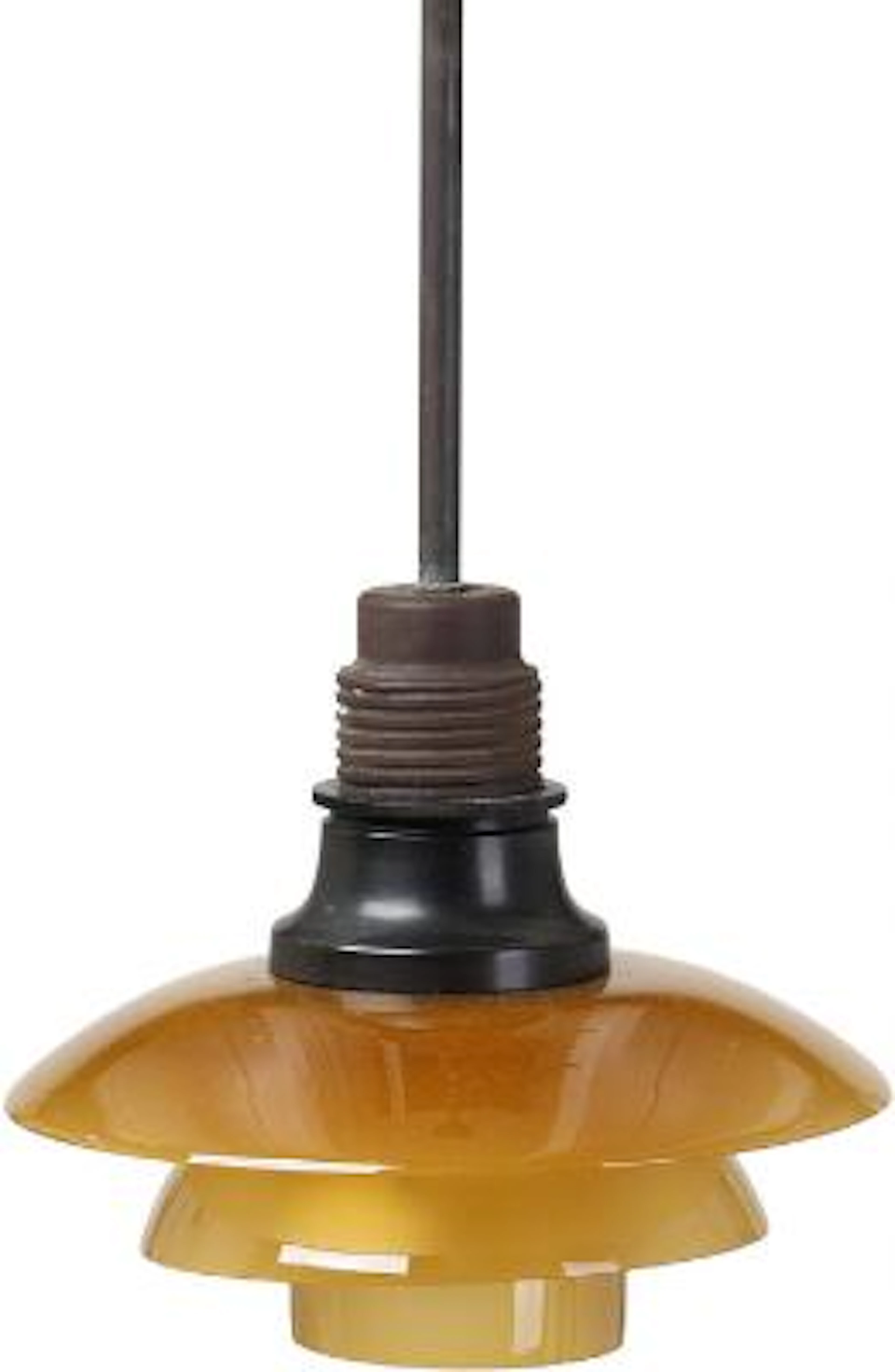 Poul Henningsen: "PH-2/2". Ceiling lamp with browned brass stem. –
