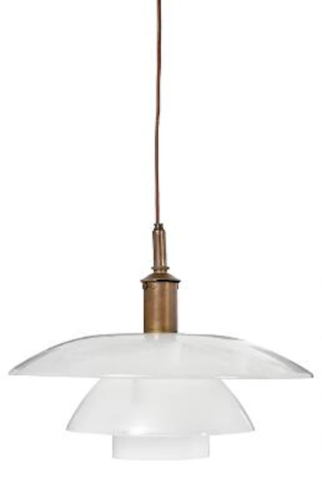 Poul Henningsen: "PH-5/5". Rare, very early pendant with patinated