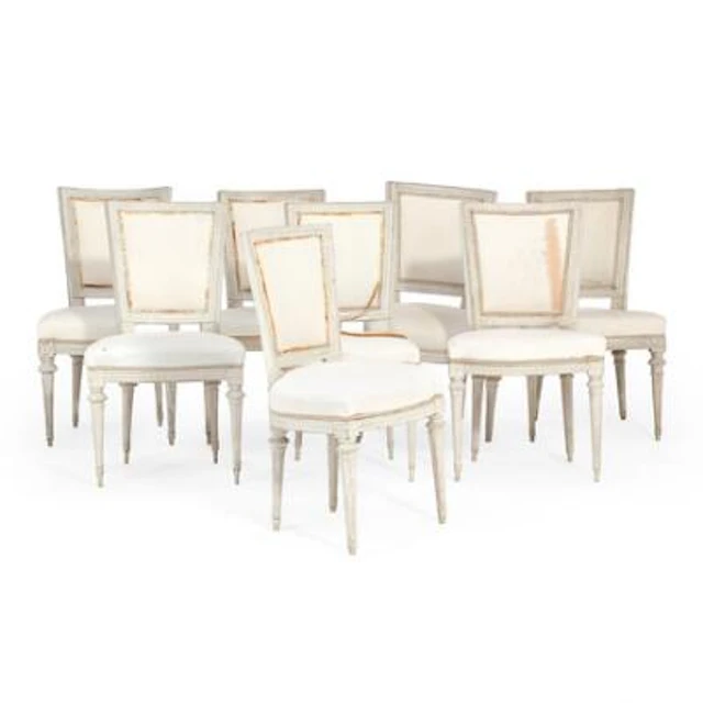 A set of eight almost identical Gustavian chairs. LSH for Lars Söderholm