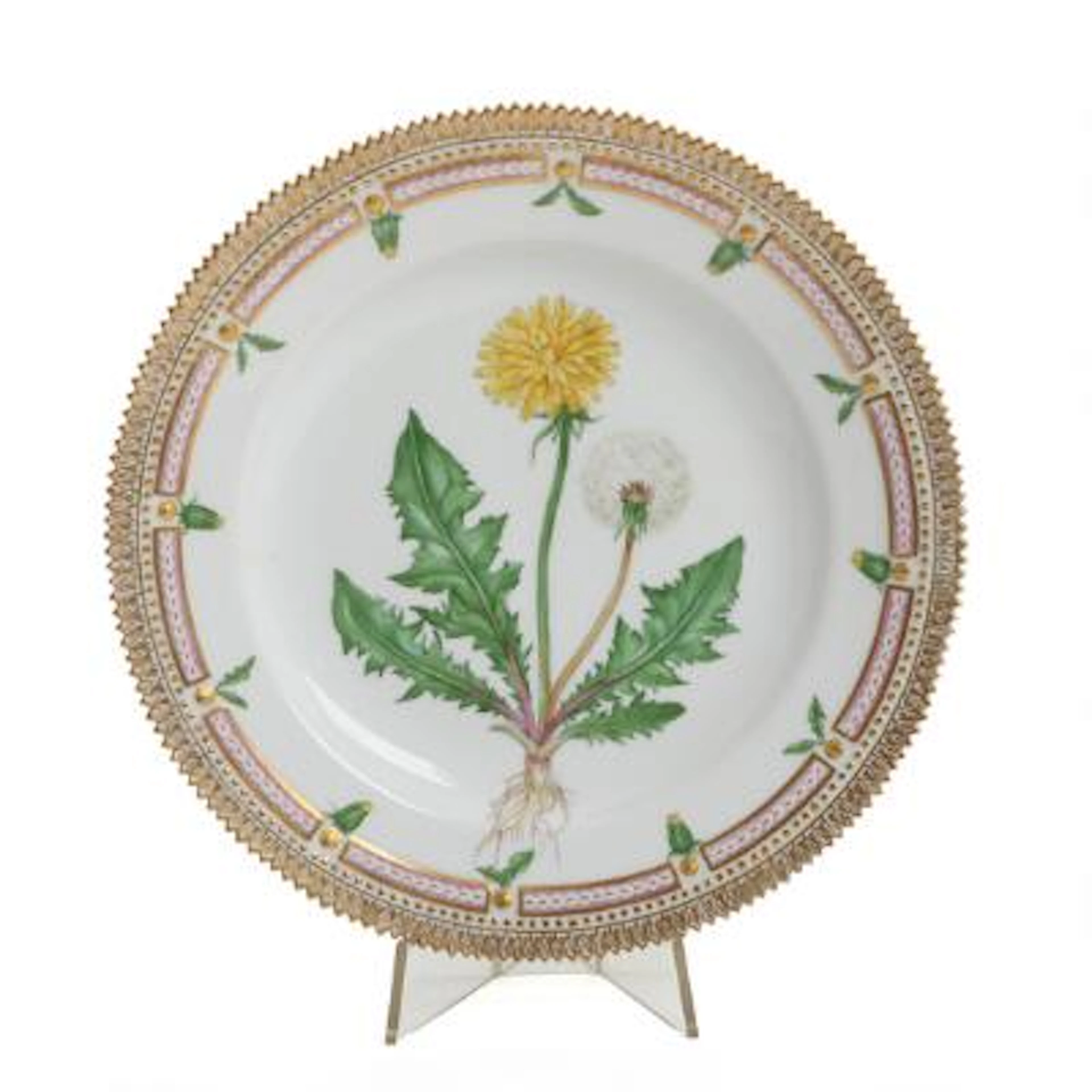 "Flora Danica". Dinner plate of porcelain, decorated in colours and