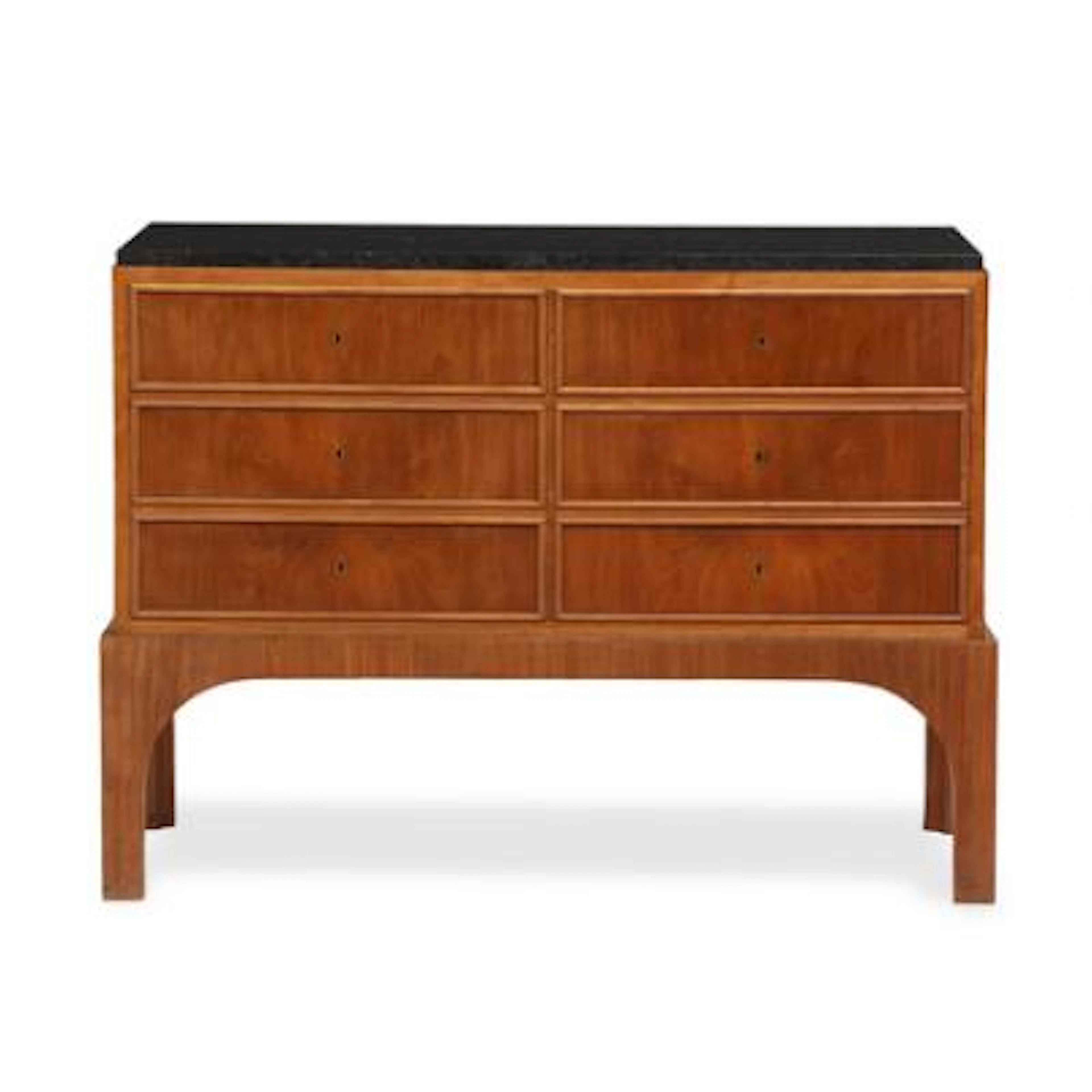 Kaj Gottlob: Rare Cuban mahogany chest of drawers. Front with six