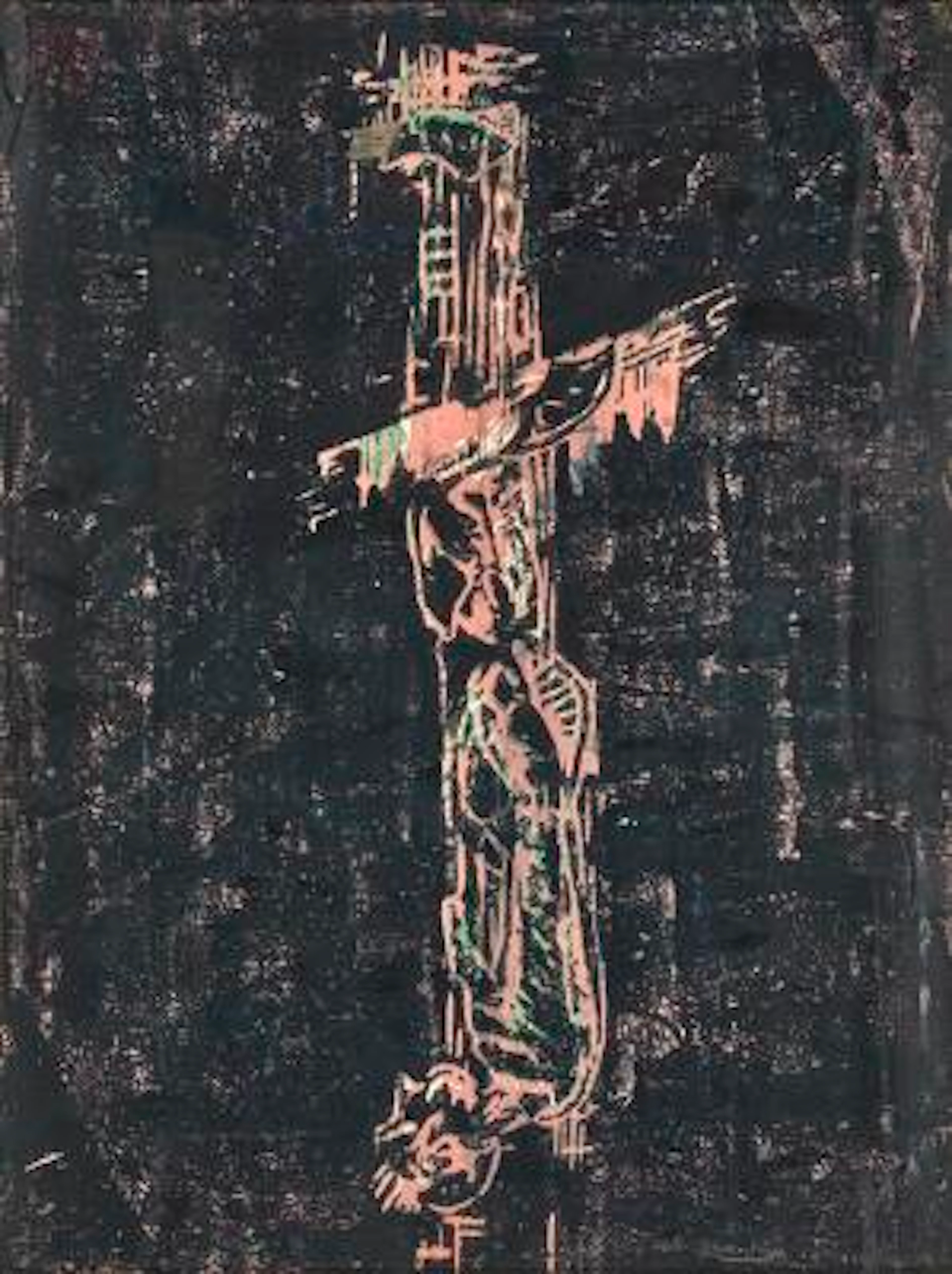 Markus Lüpertz: "Le Soir", 1985. Signed monogram. Woodcut, monotype.