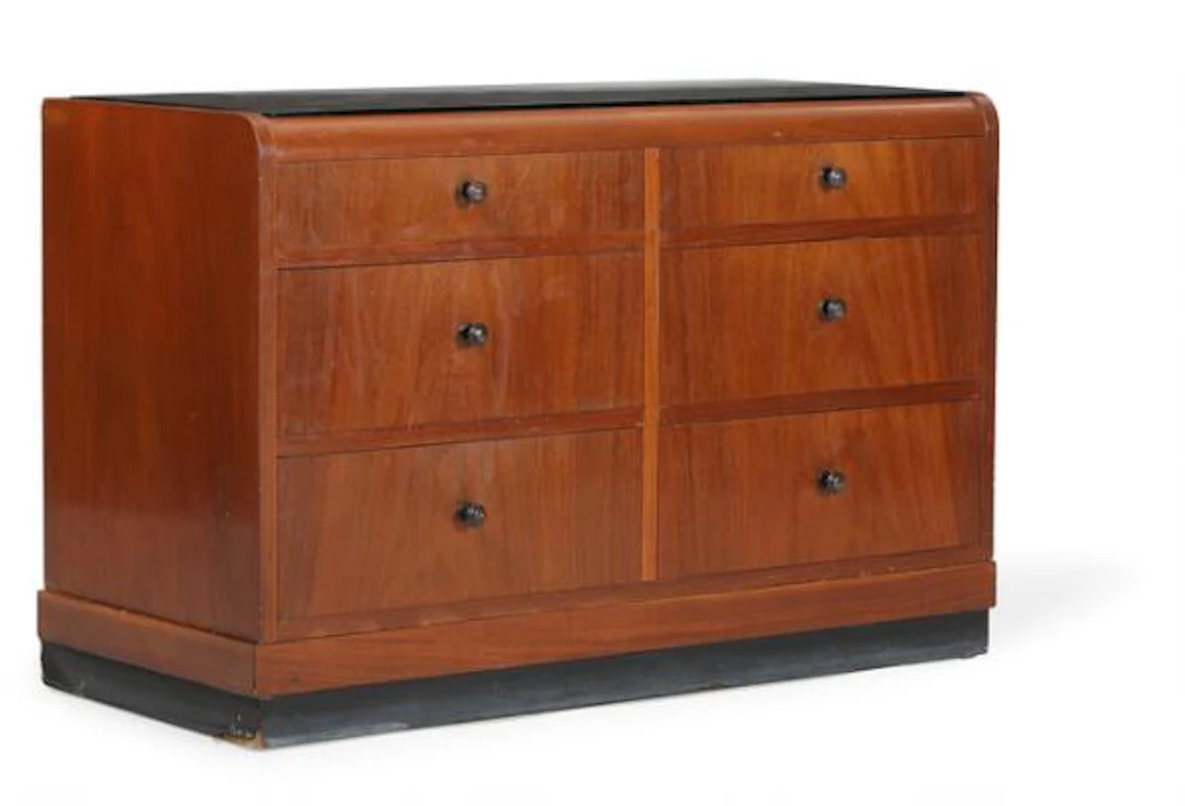 Danish furniture design: A mahogany art deco chest of drawers, front