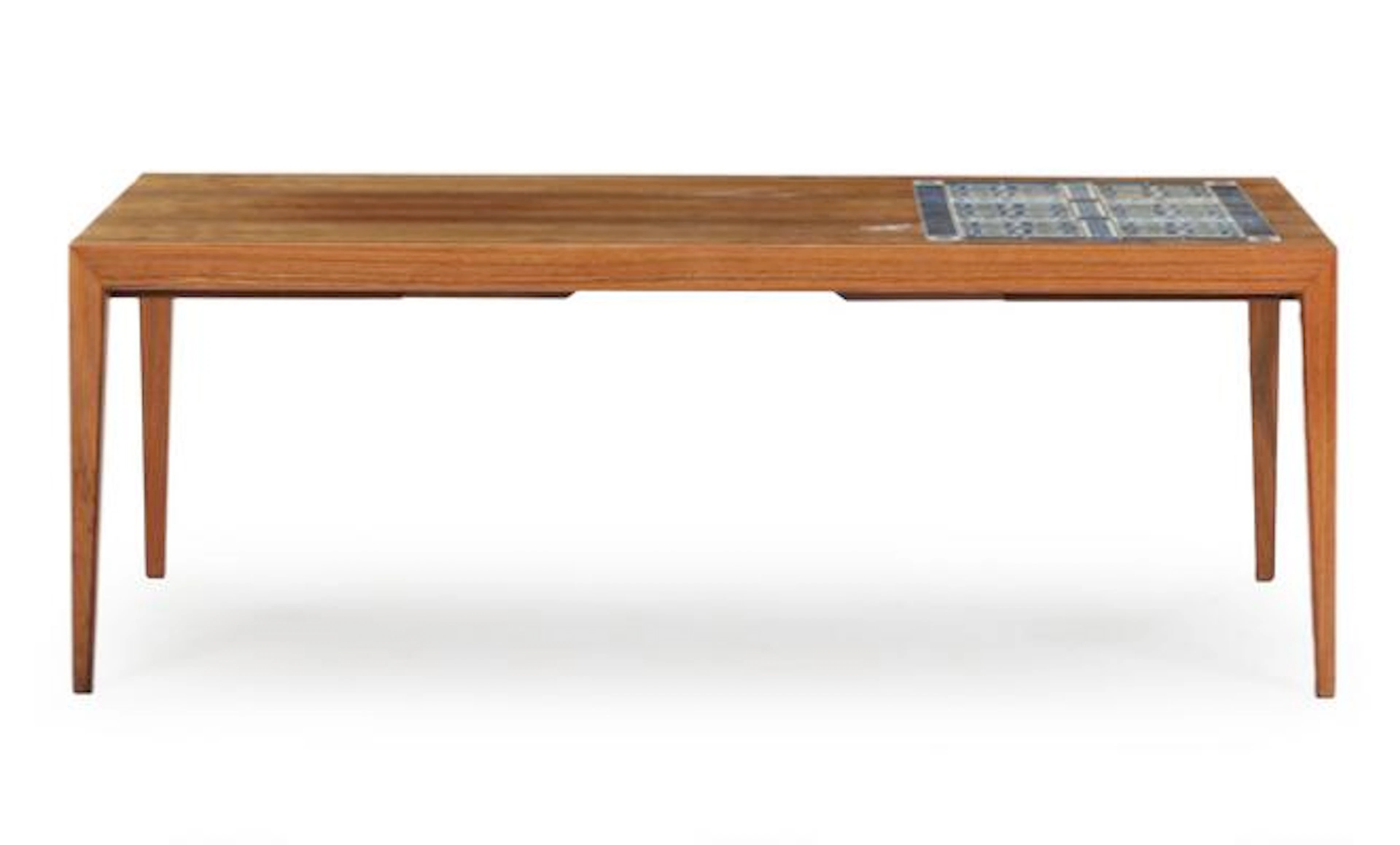 Severin Hansen Jr.: Rectangular rosewoof coffee table. Top with "Tenera"
