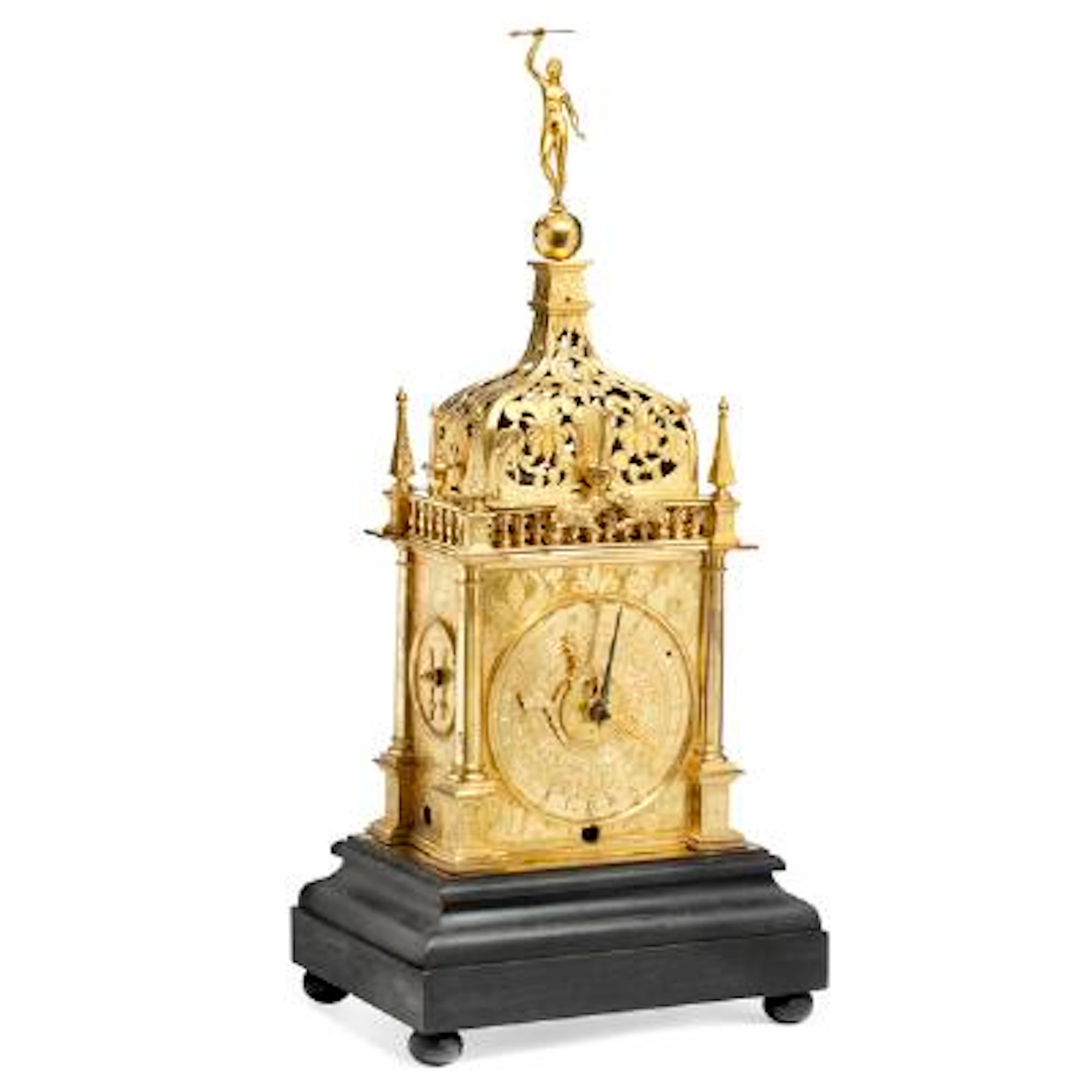 An Astronomical late Renaissance gilt copper table clock with automata.