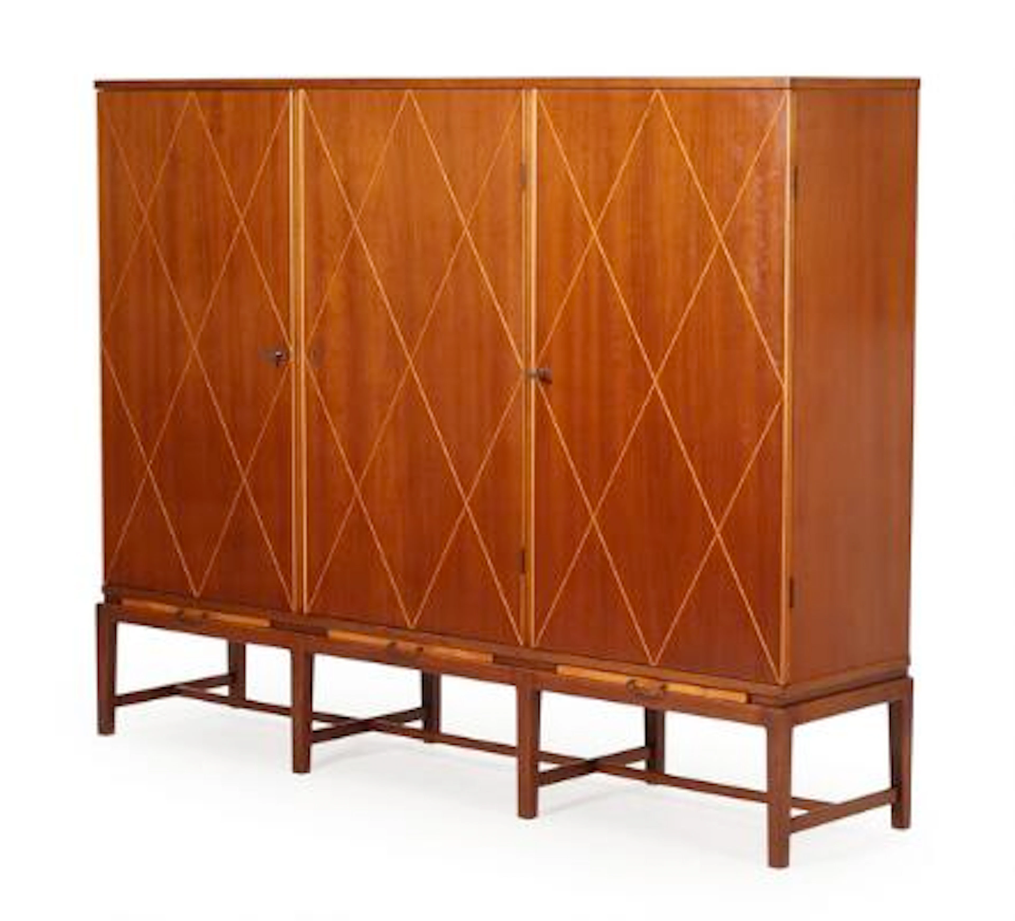 Scandinavian furniture design: A mahogany cabinet with maple inlays