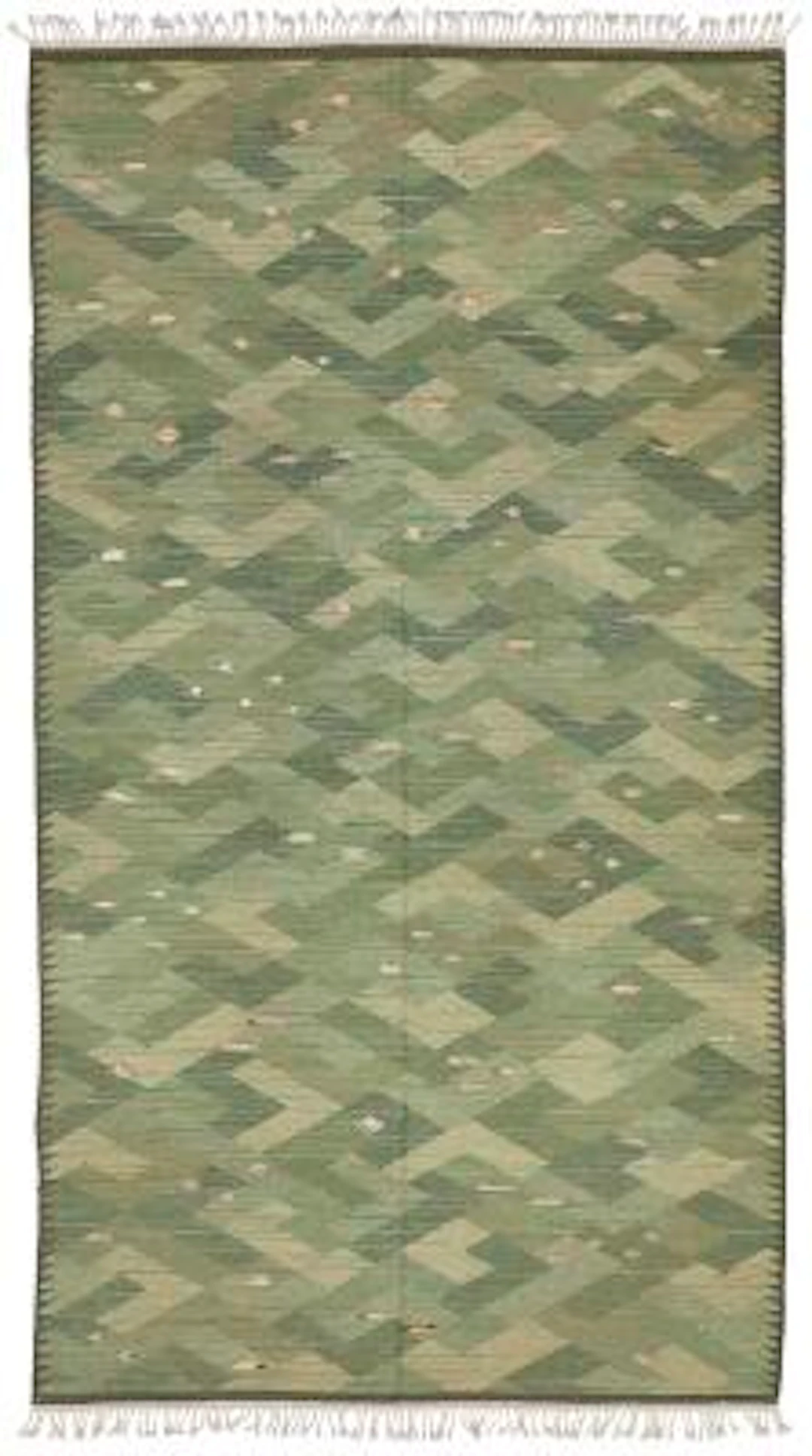 Elsa Gullberg, attributed to: "Fiskar". Handwoven flatweave wool carpet.