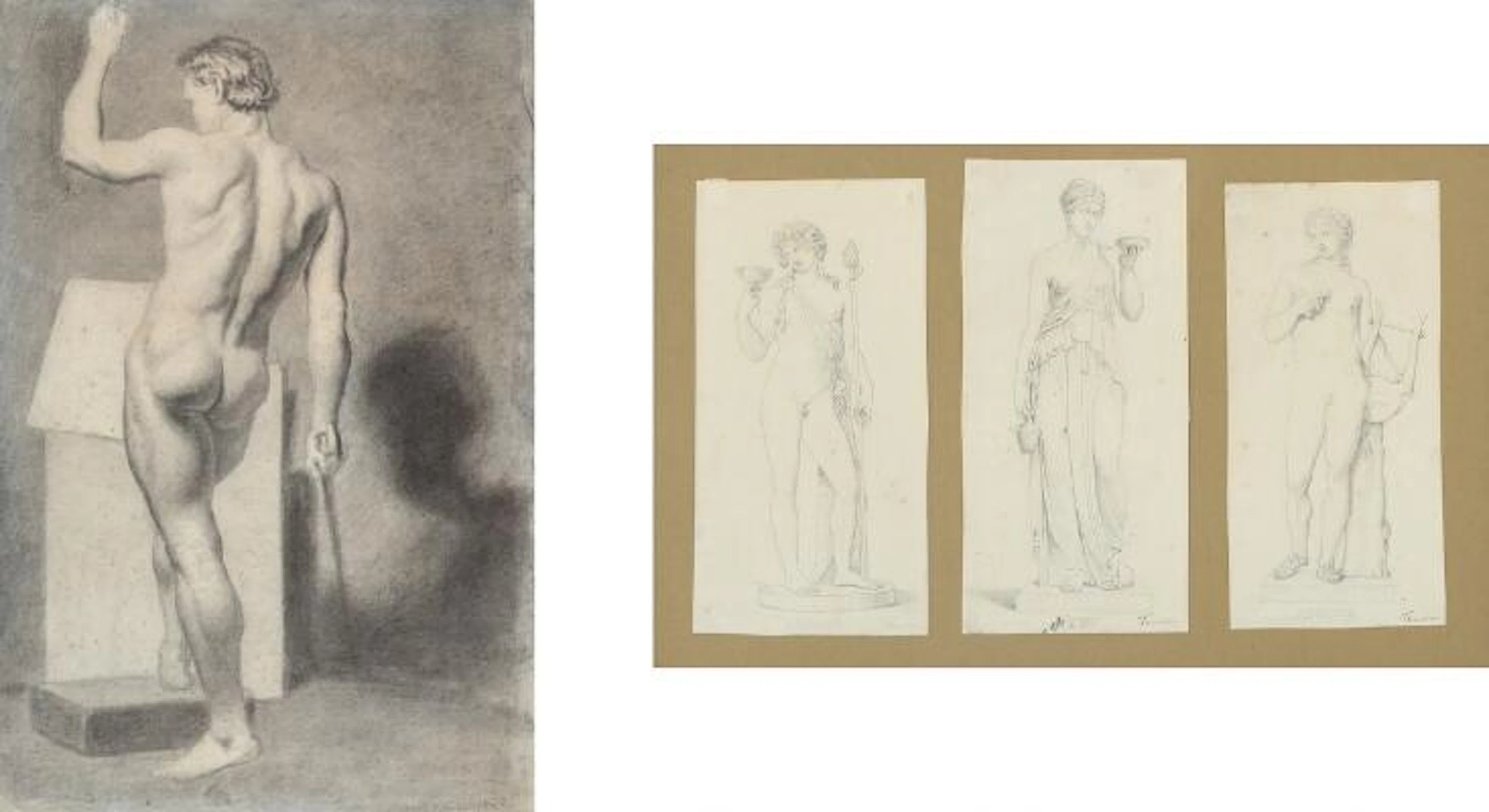 Wenzel Tornøe a.o.: Study of a young man and sketches of classical