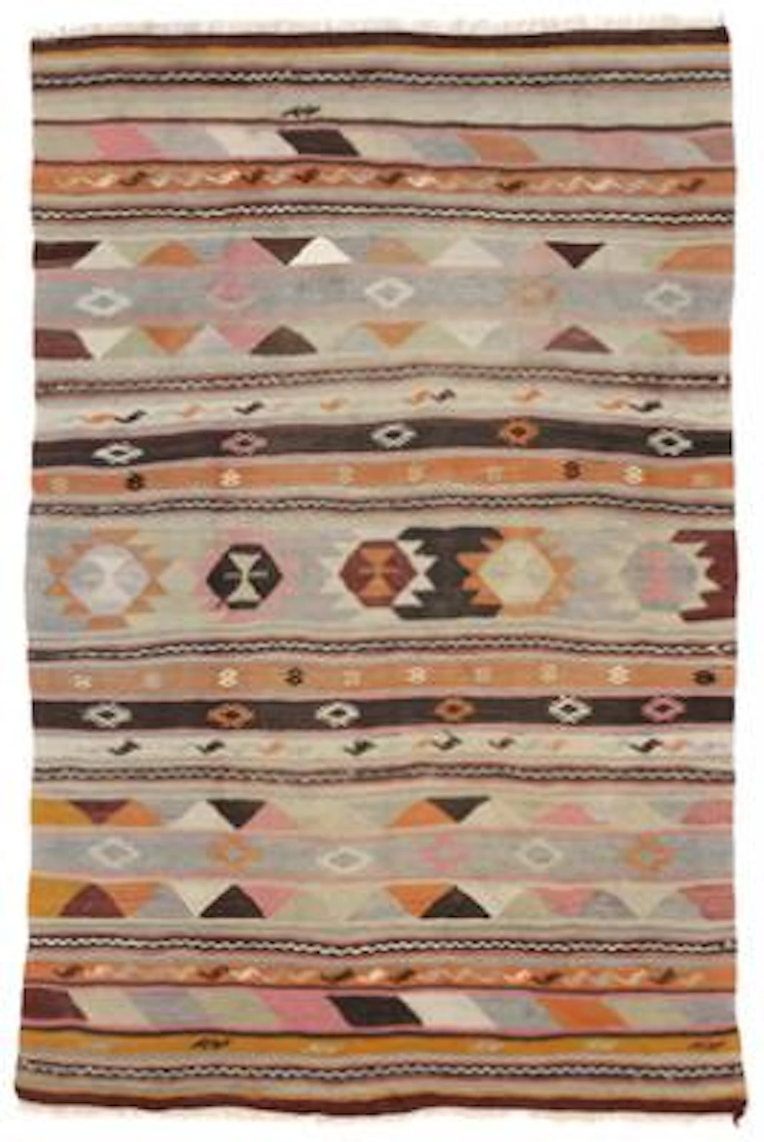 A Turkish kilim in light colors. Late 20th century. 140 x 215 cm.