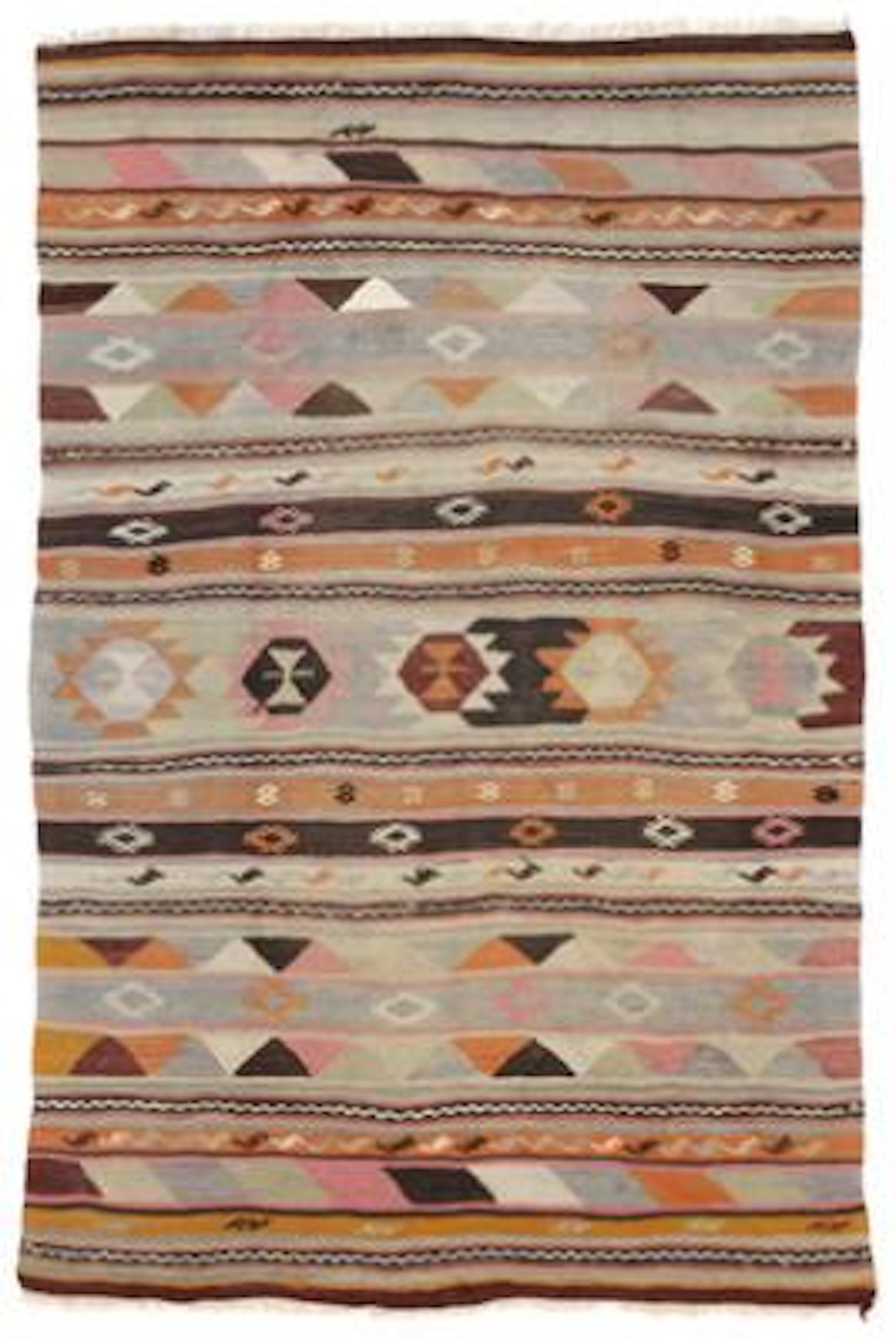 A Turkish kilim in light colors. Late 20th century. 140 x 215 cm.