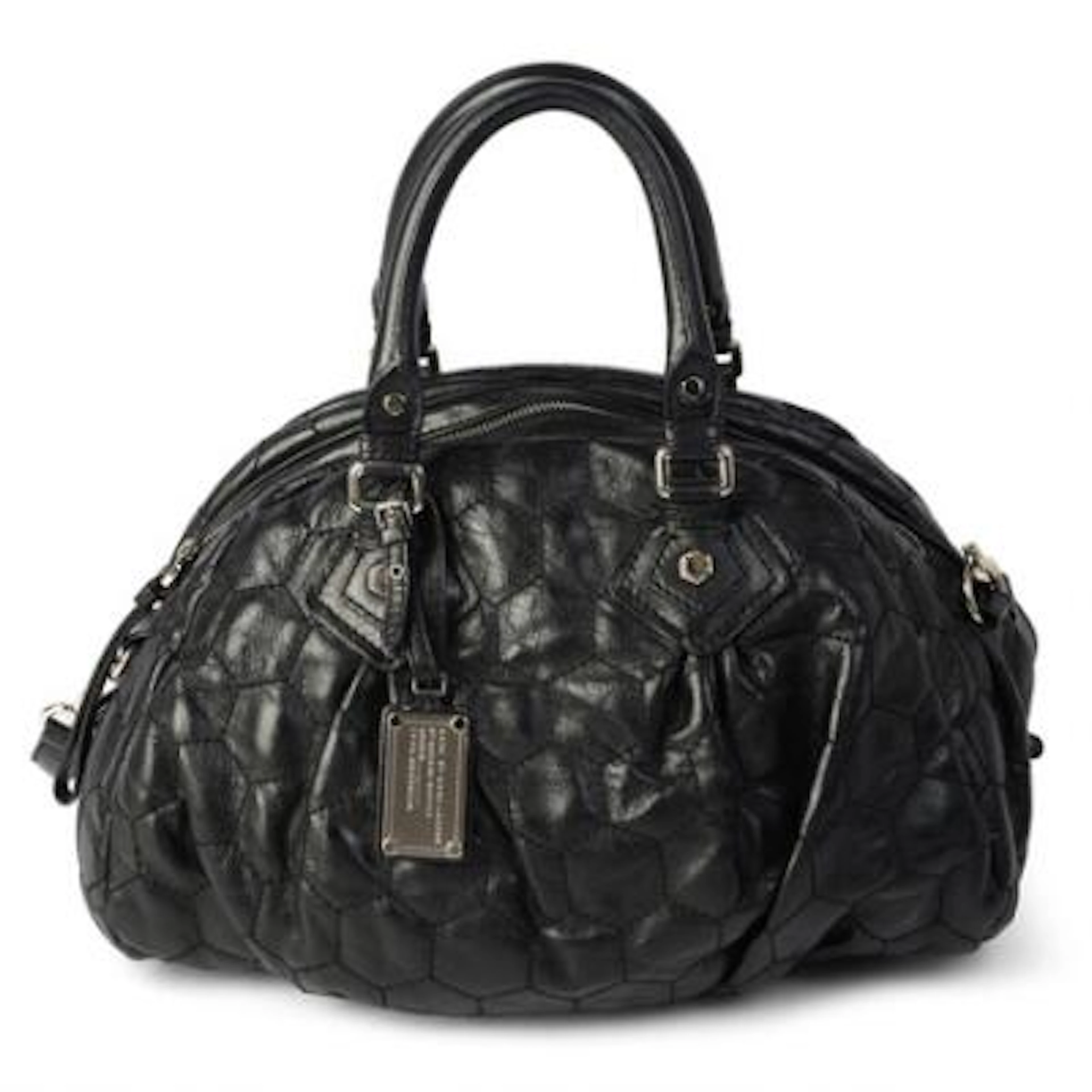 Marc Jacobs: A bowling bag in black patterned leather with gold tone