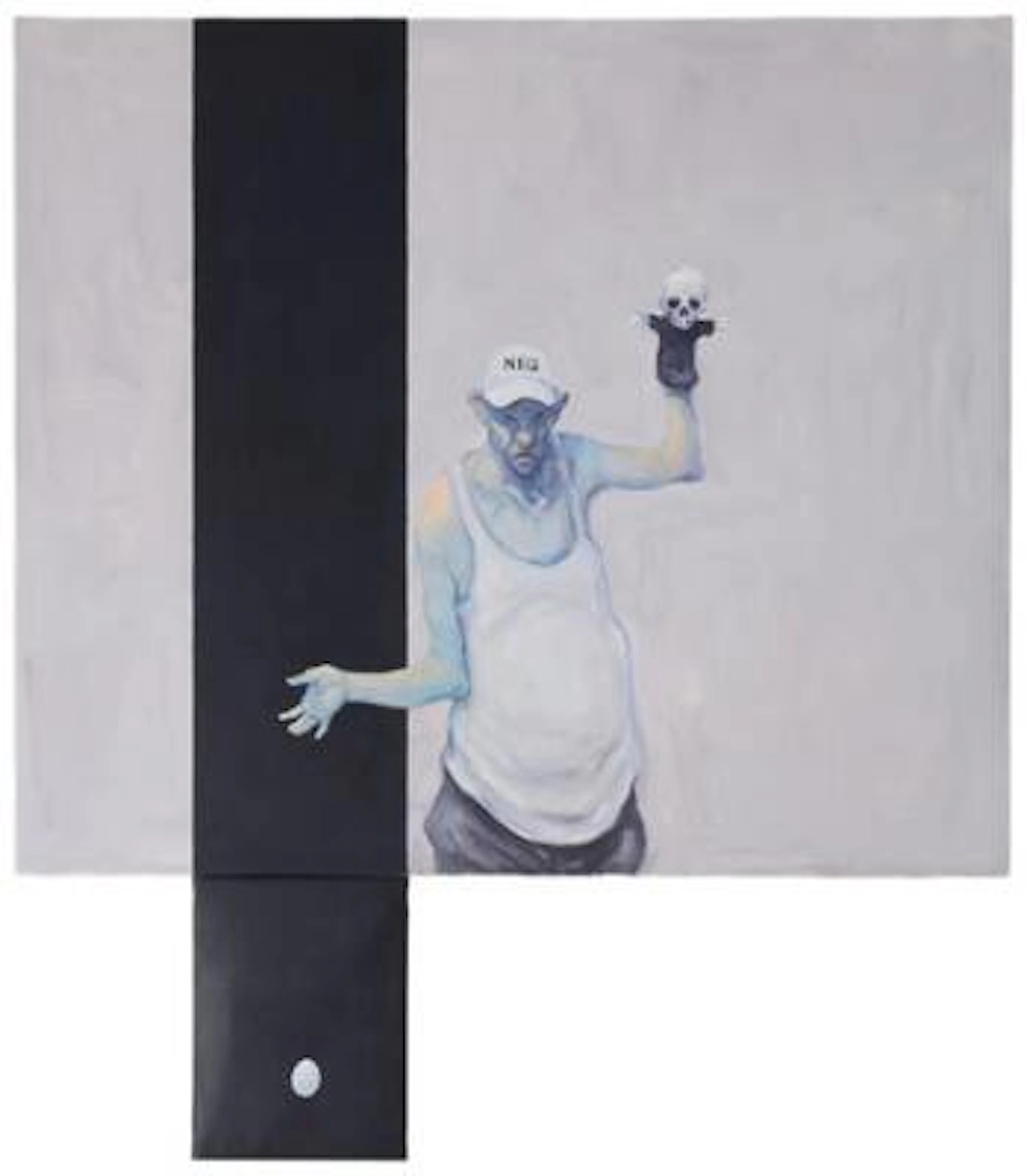 Michael Kvium: "Performing Man", 2018. Oil on canvas in two parts.