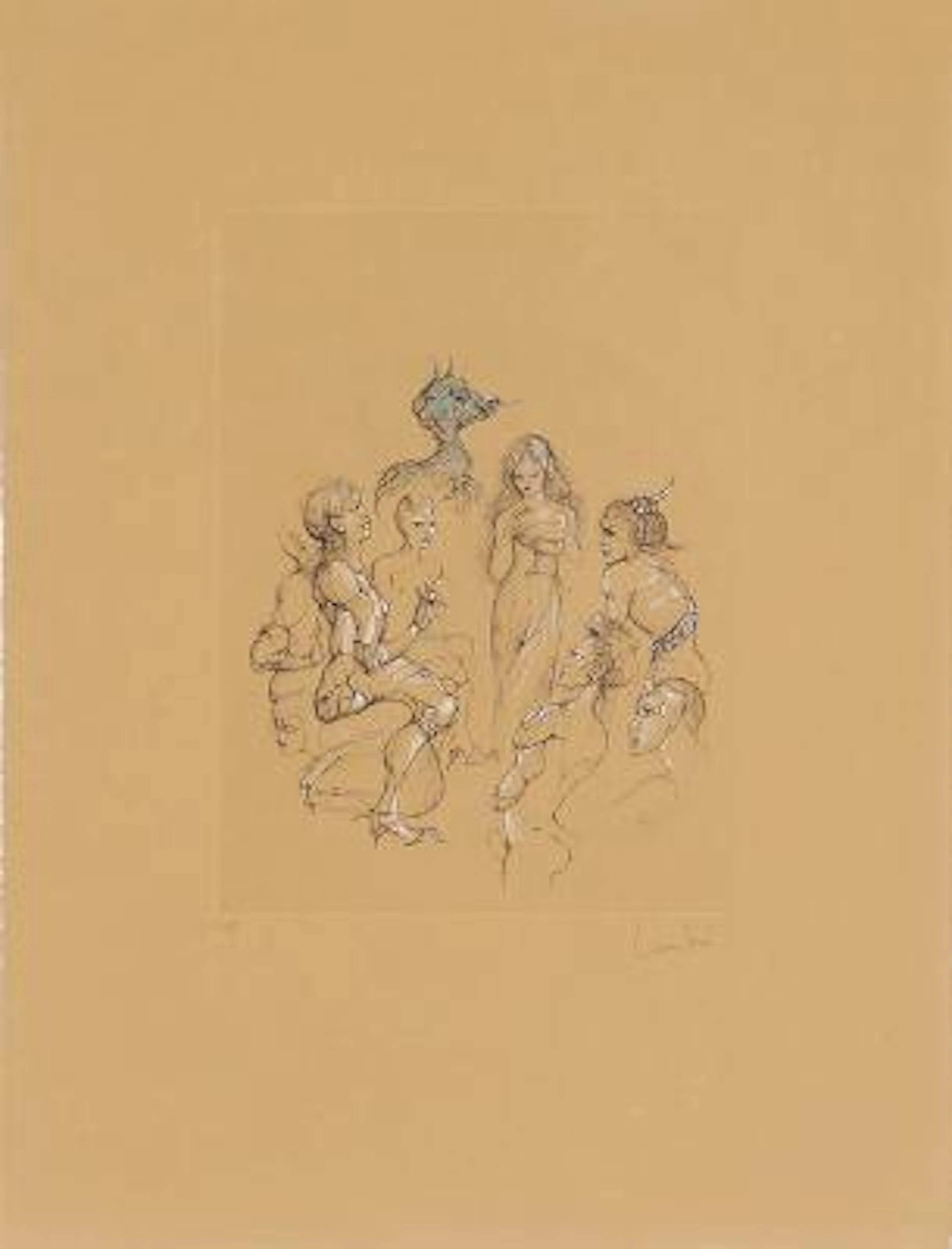 Leonor Fini: Two compositions. Both signed. Etchings in colors. Sheet