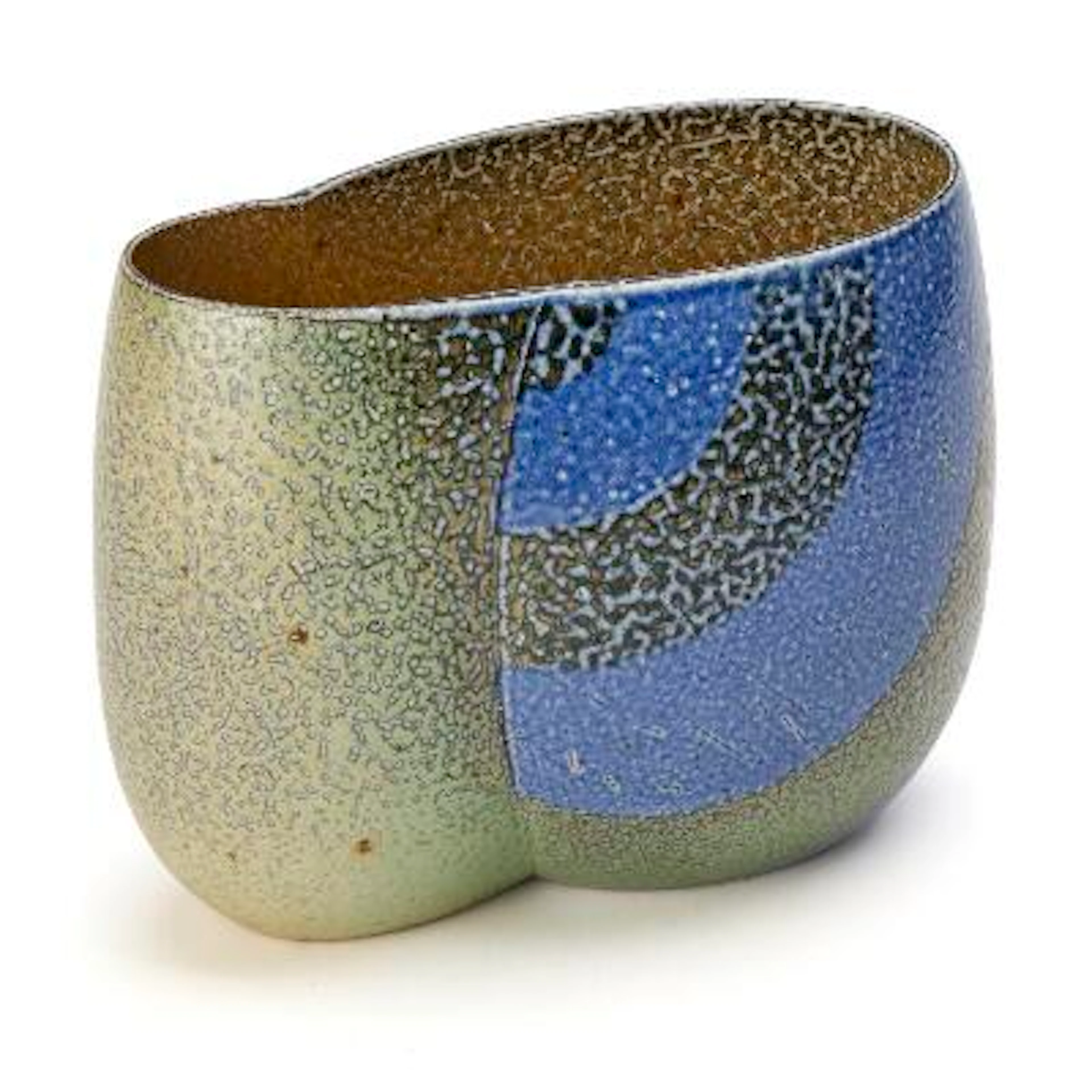 Bente Hansen: A stoneware vase decorated with greyish brown and blue
