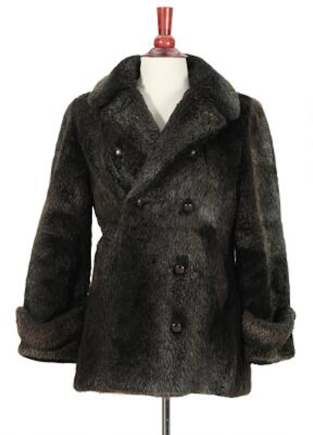 Birger Christensen, Hermès: A short, double-breasted nutria fur coat.