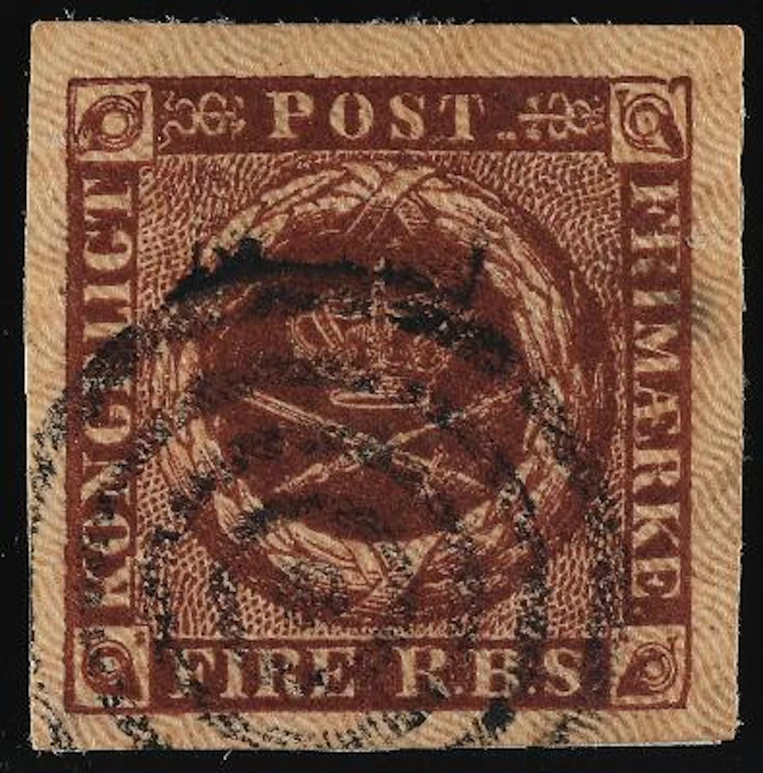 1851. 4 RBS, chocolate brown. Ferslew. Plate I, no. 1 THE NICK STAMP.